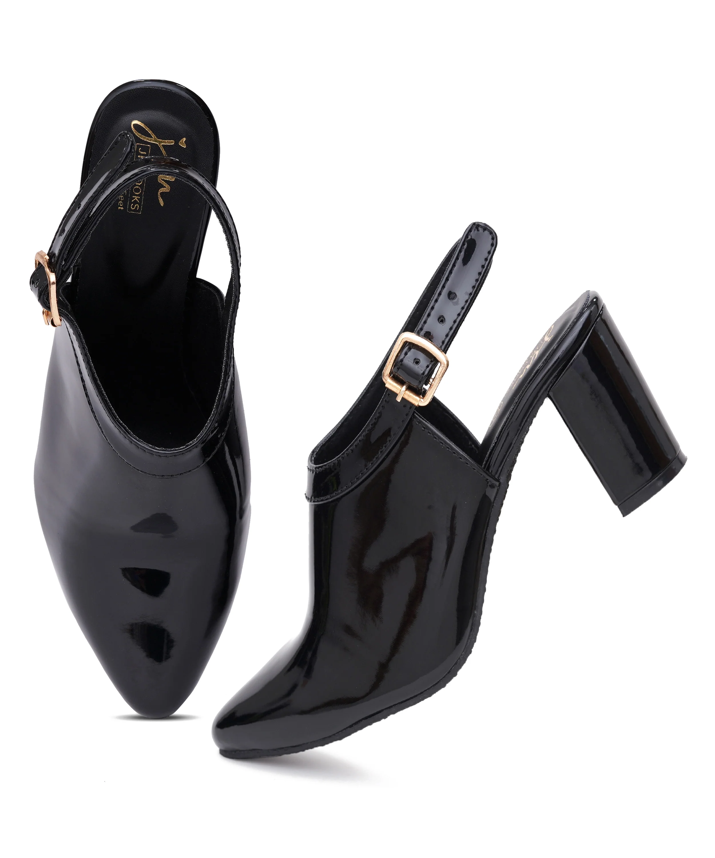 Chunky Patent Heeled Sandal with Ankle Strap - Image 11