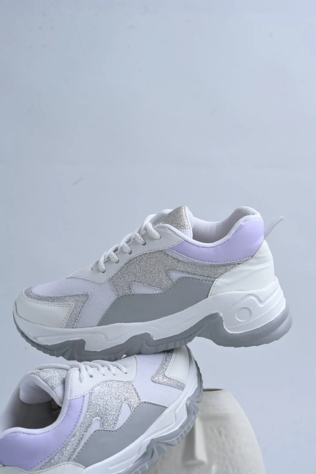 Jm Looks Glitter & Mesh Chunky Sole Sneakers - Image 9