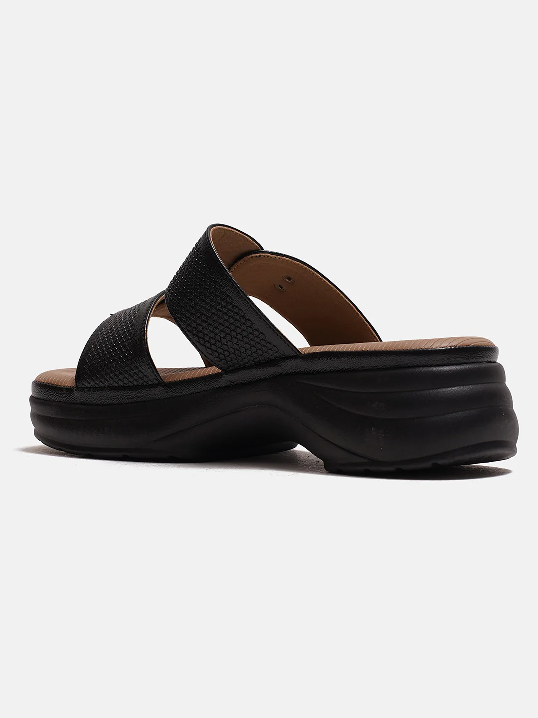 Cushioned Platform Buckle Slides Sandals with Textured Straps and Chunky Sole - Image 14