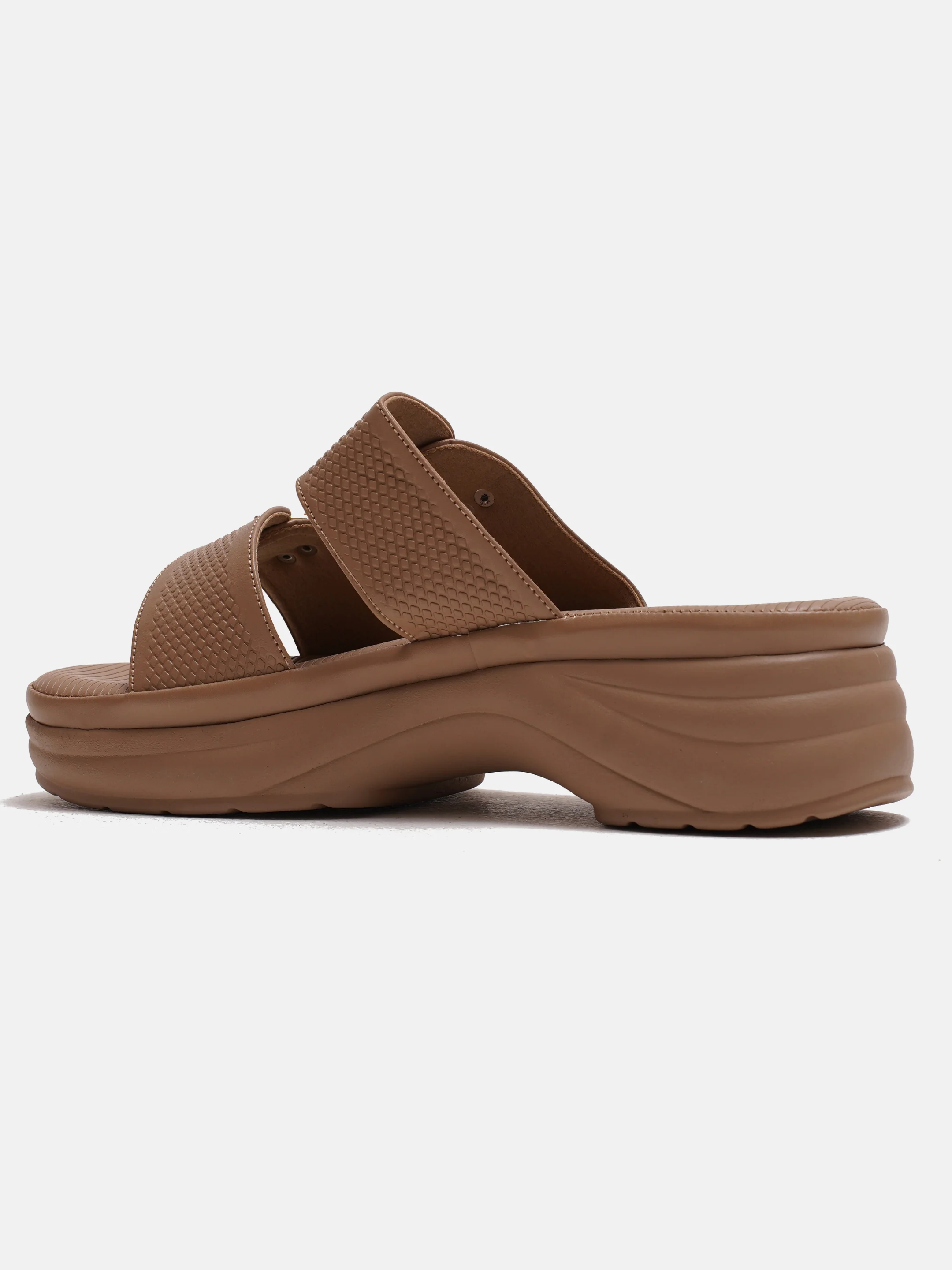 Cushioned Platform Buckle Slides Sandals with Textured Straps and Chunky Sole - Image 7