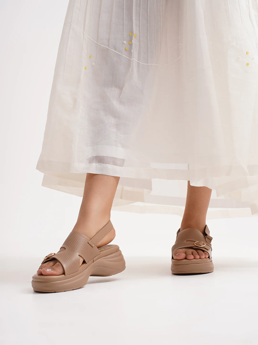 JM Looks Chunky Sole Slingback Sandals with Adjustable Buckle - Image 5