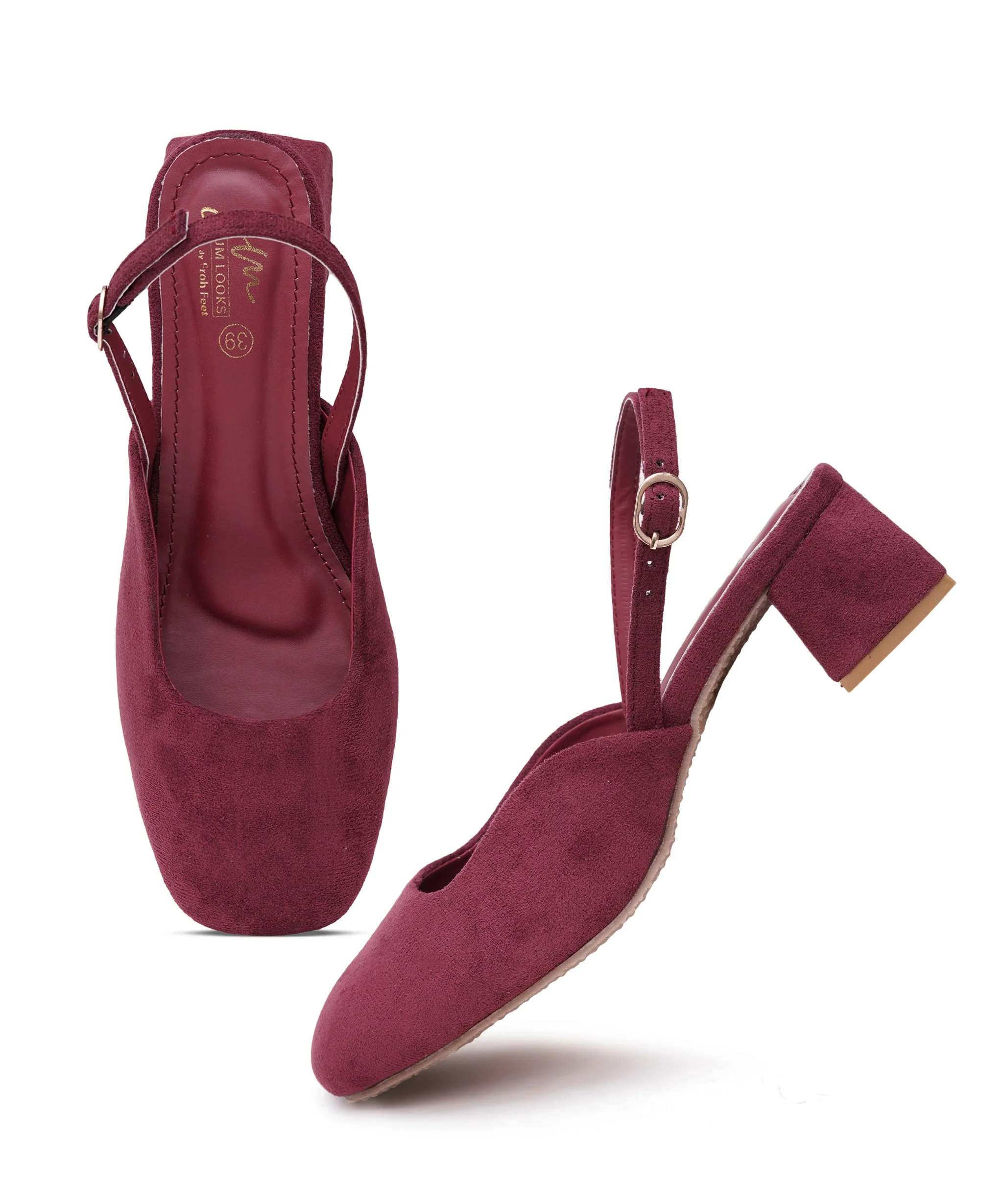 Classic Round Toe Slingback Block Heels - Image 11