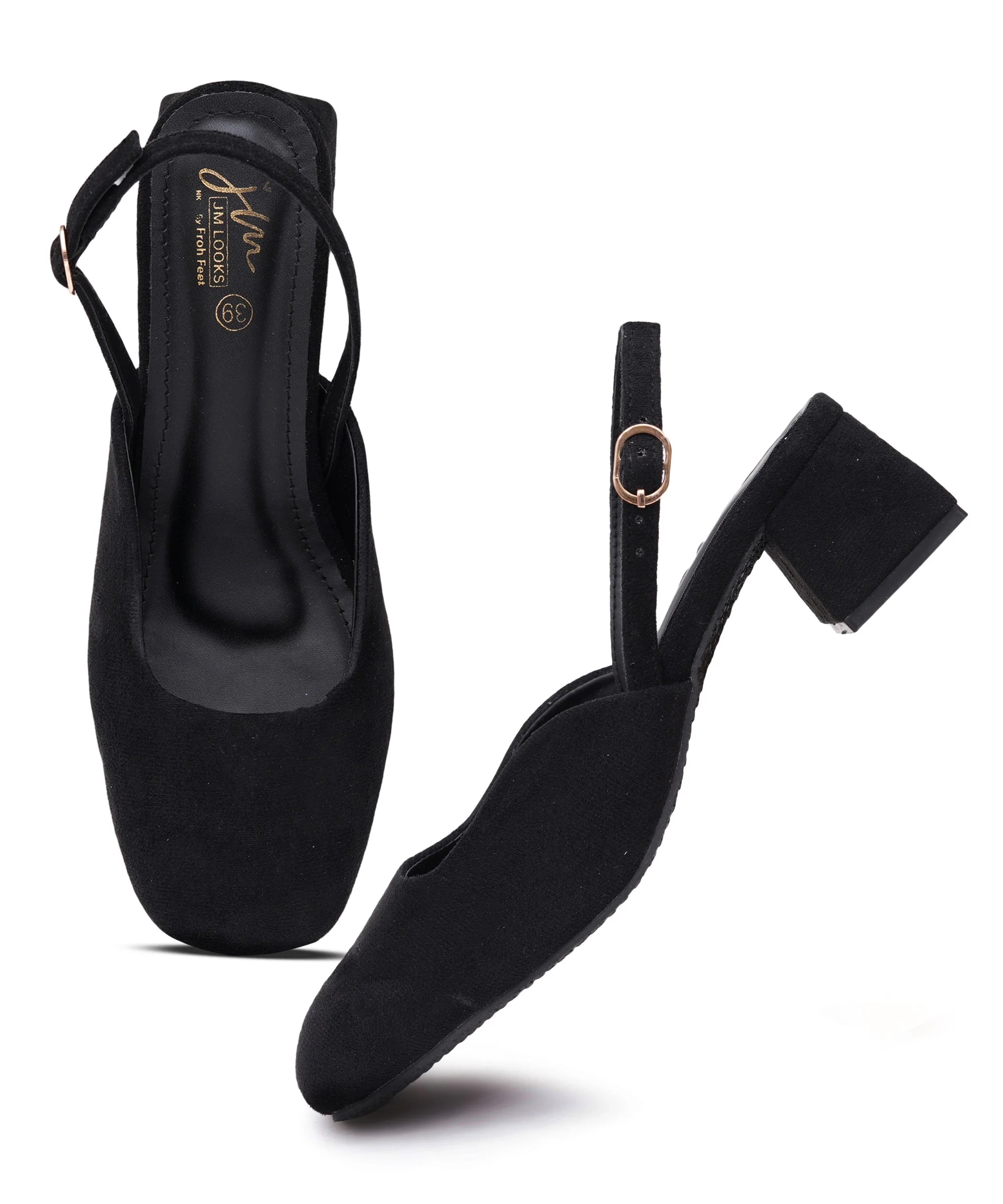 Classic Round Toe Slingback Block Heels - Image 5