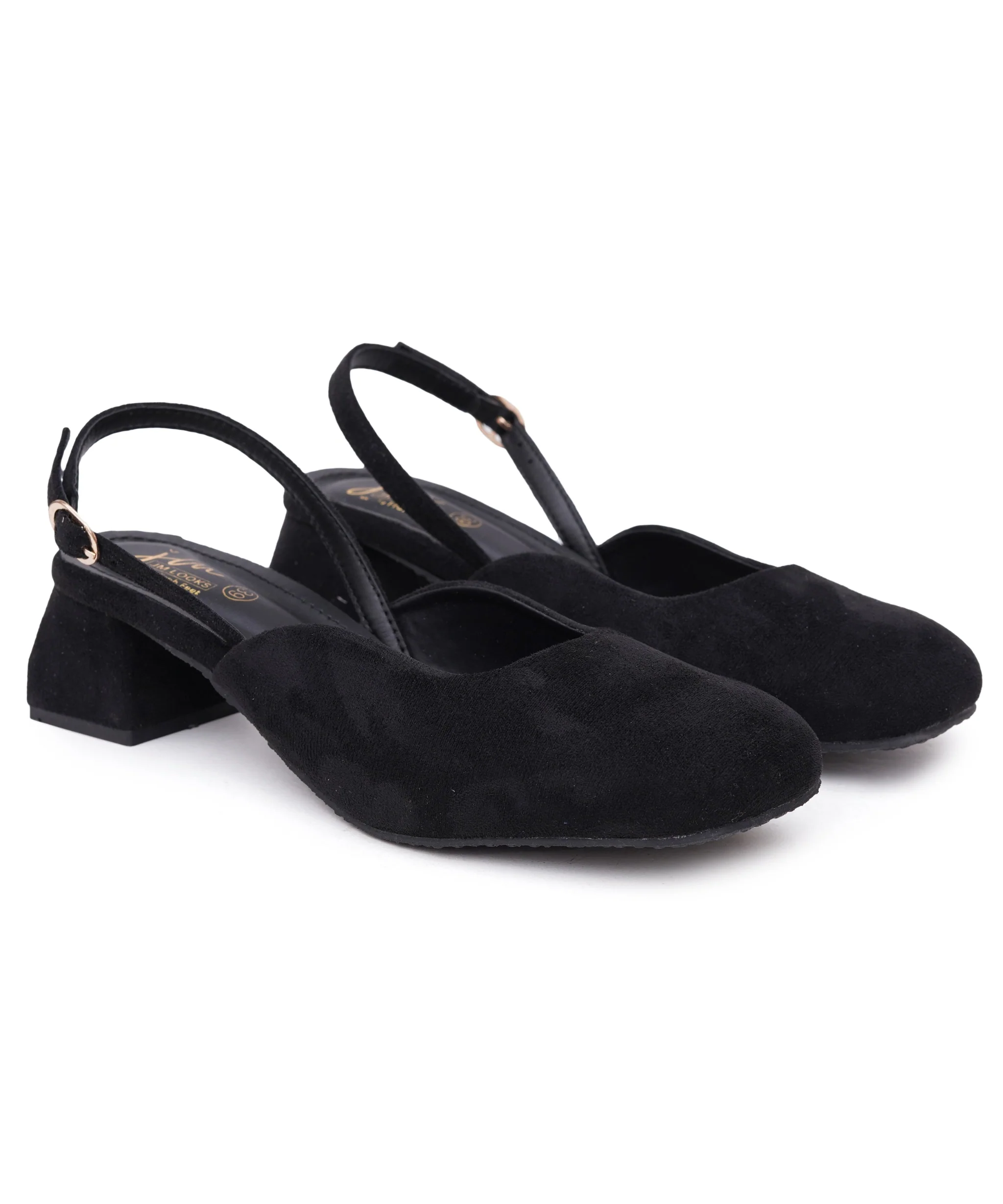 Classic Round Toe Slingback Block Heels - Image 6