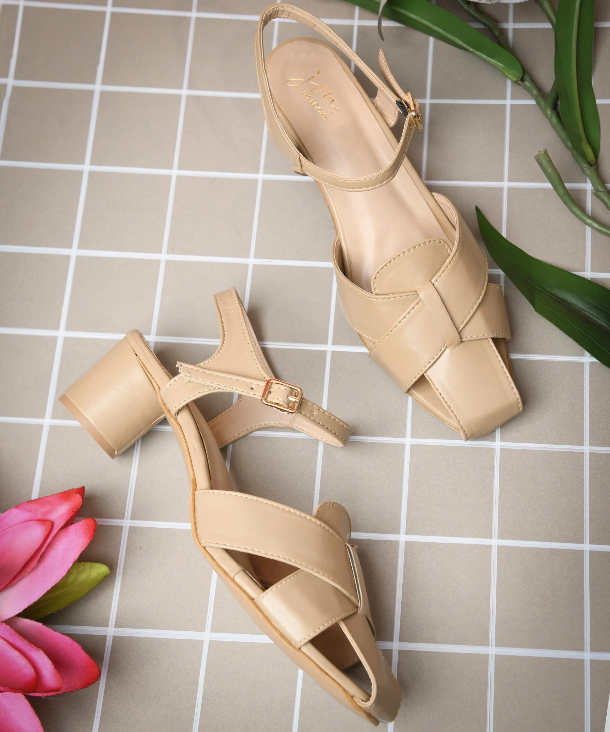Woven Cross Strap Block Heel Sandals for Women with Ankle Strap