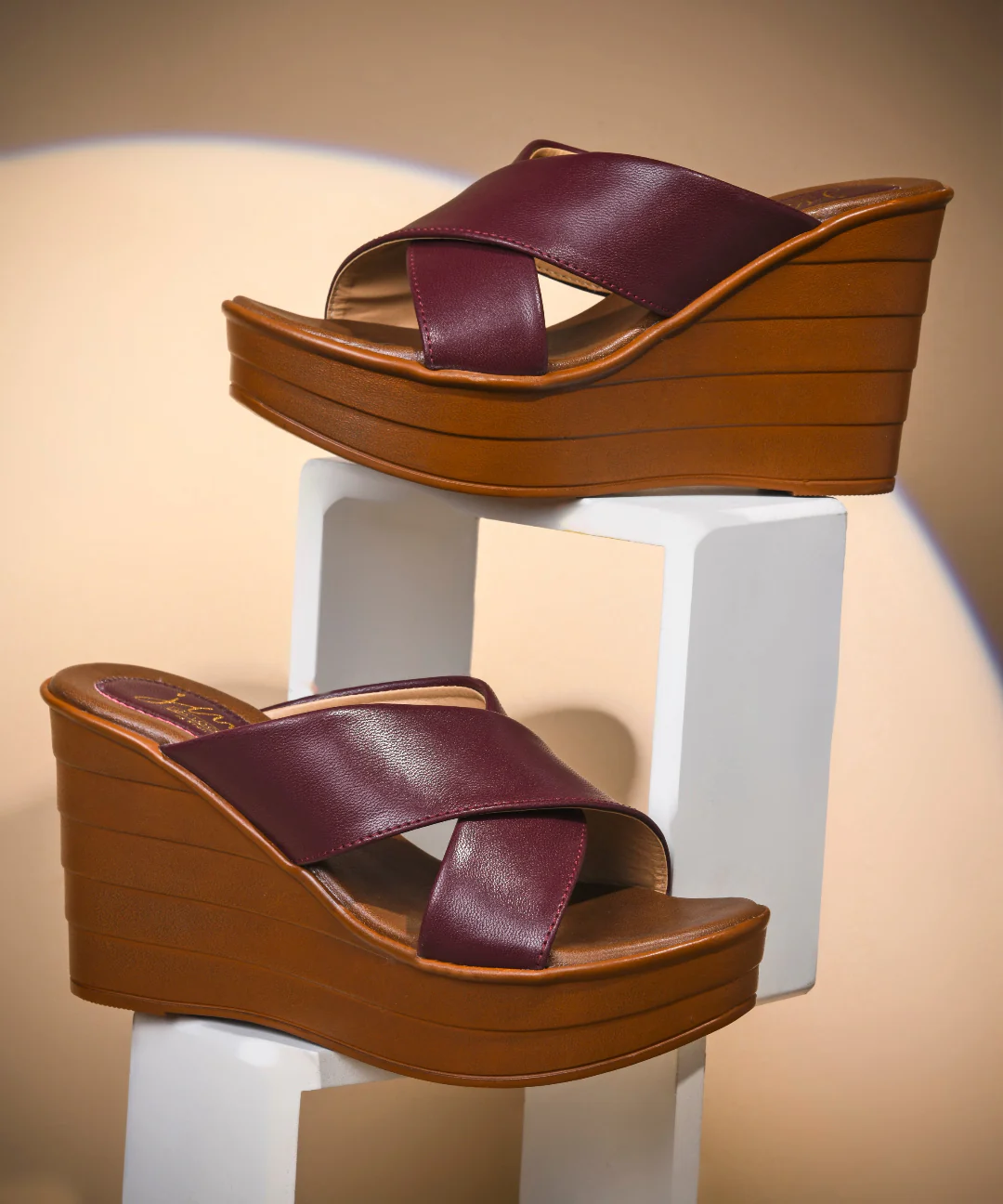 JM Looks Cross-Strap Platform Wedge Slides - Image 11