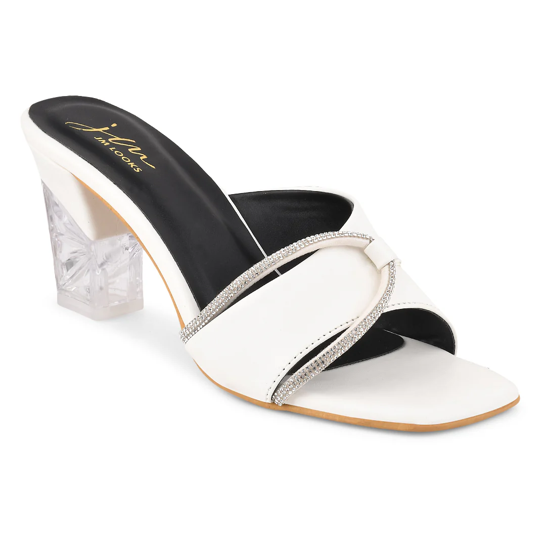 Crystal Open Toe Block Heels Mules with Embellished Strap for Women - Image 10