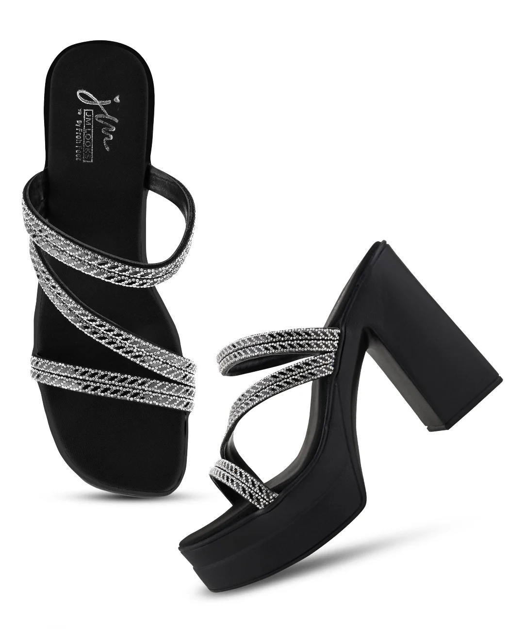 Crystal Detail Platform Heeled Sandals - Image 11