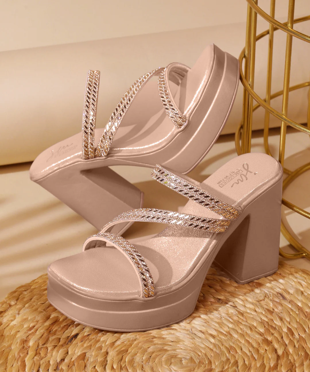 Crystal Detail Platform Heeled Sandals - Image 13