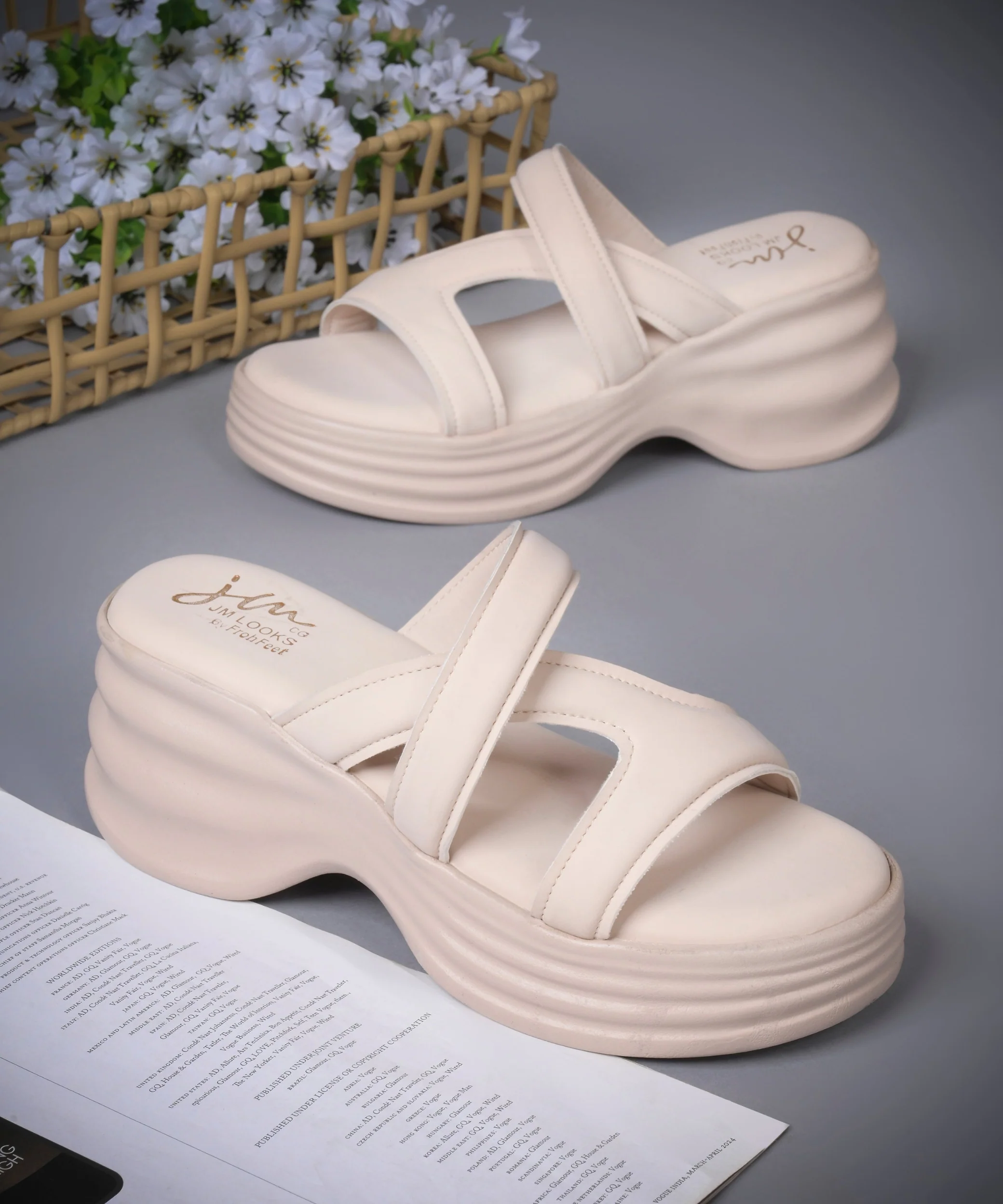 Cushioned Chunky Platform Slide Sandals with Cross Straps