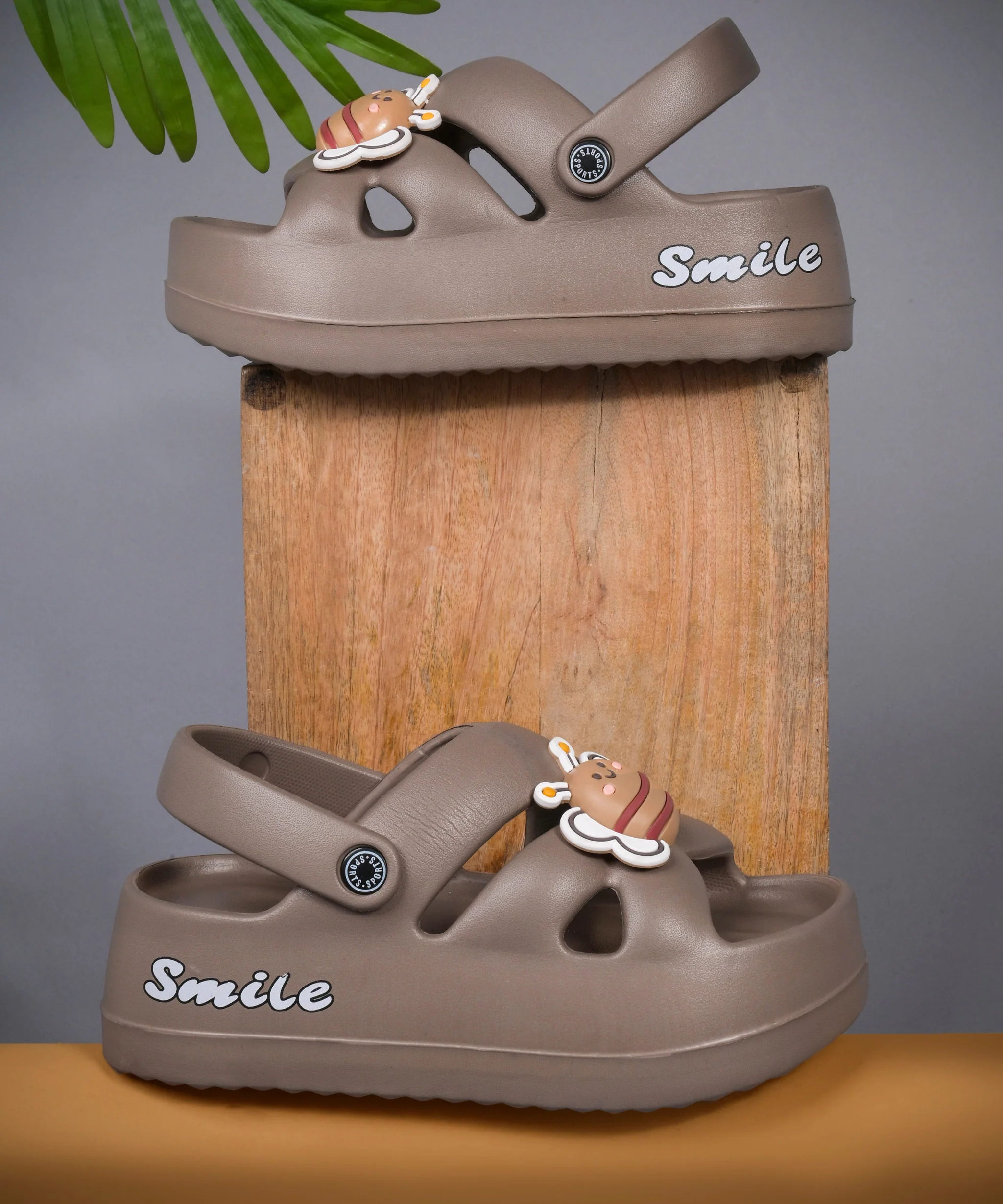 Cute Charm Platform Slides with Back Strap