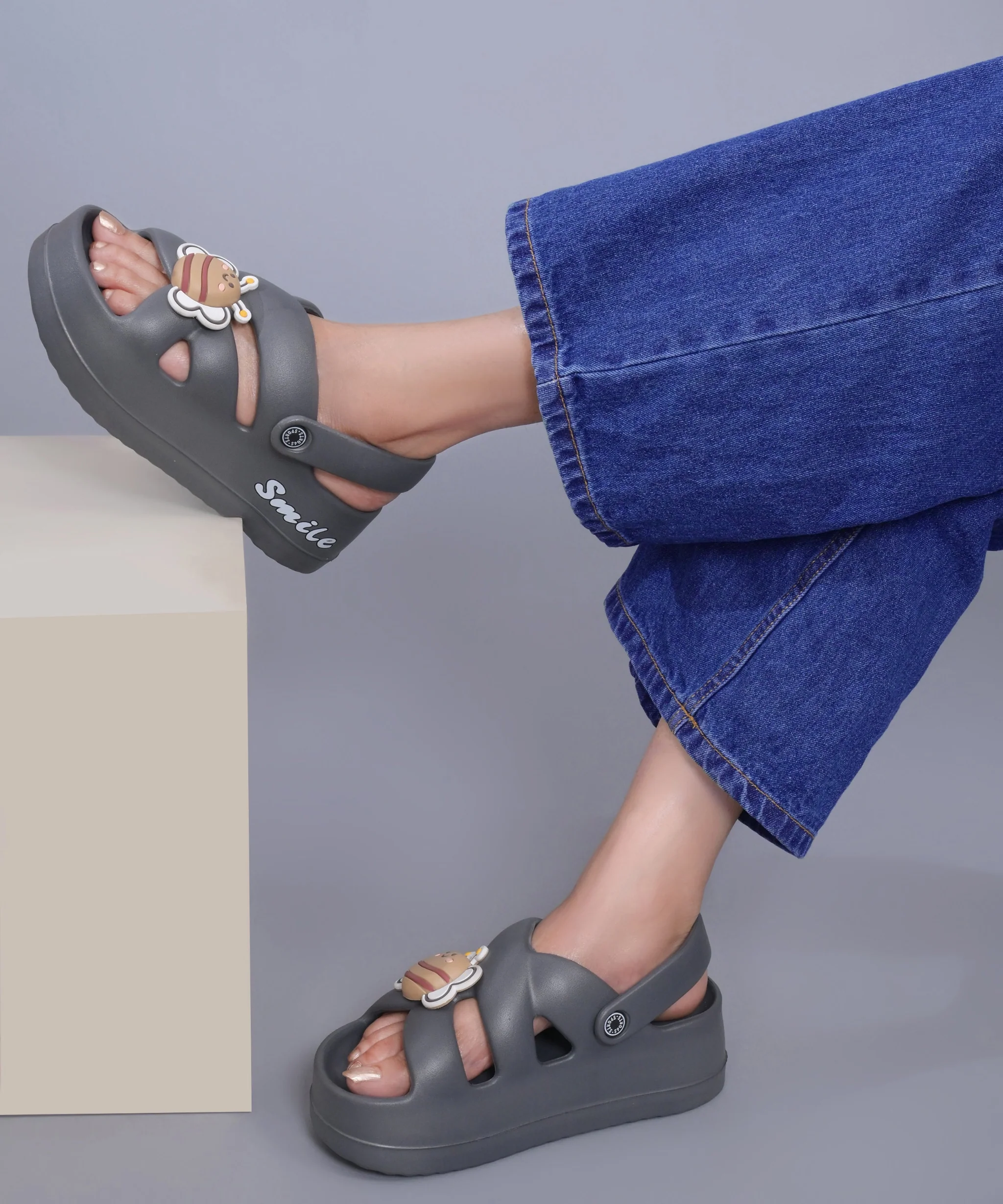 Cute Charm Platform Slides with Back Strap - Image 8