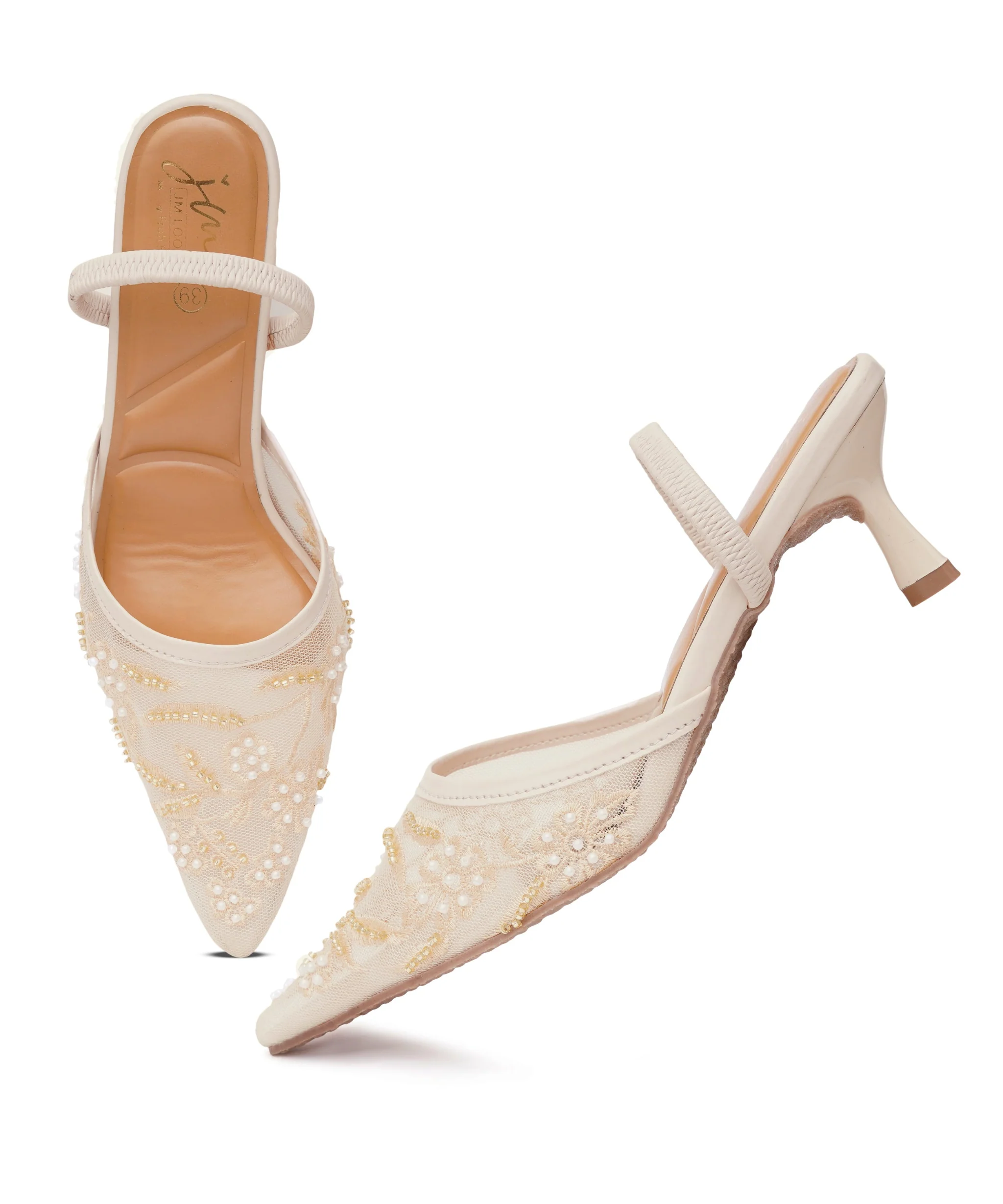 Delicate Pearl Embellished Pointed Heel Mules - Image 5