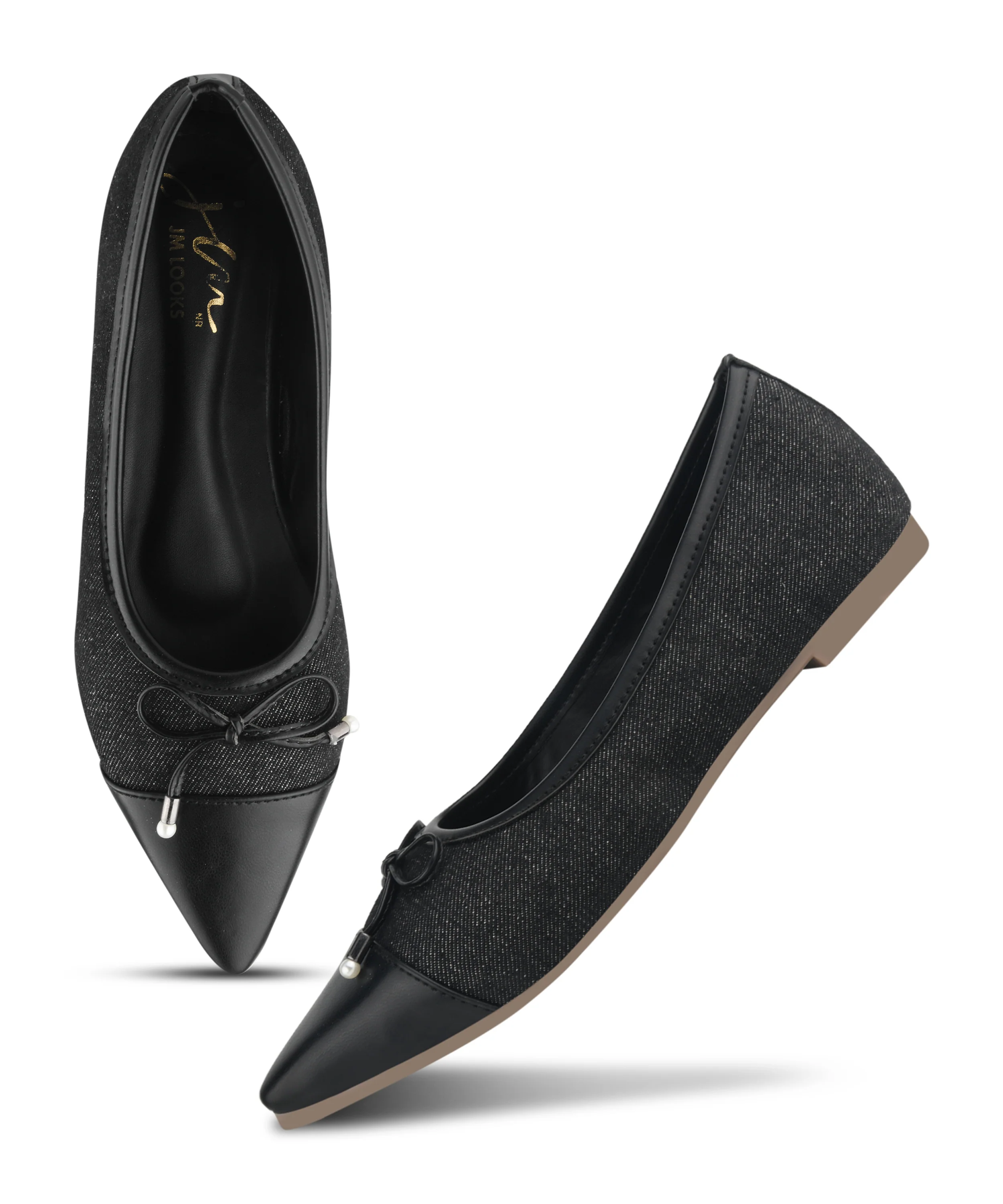 Denim Ballet Flat with Contrast Toe Cap - Image 5