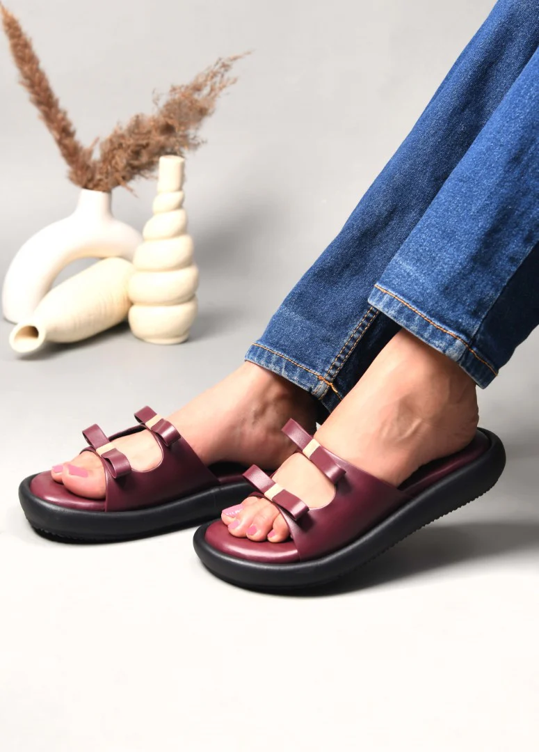 JM Looks Double strap bow slides | Flat Sandals with Cushioned Sole - Image 9