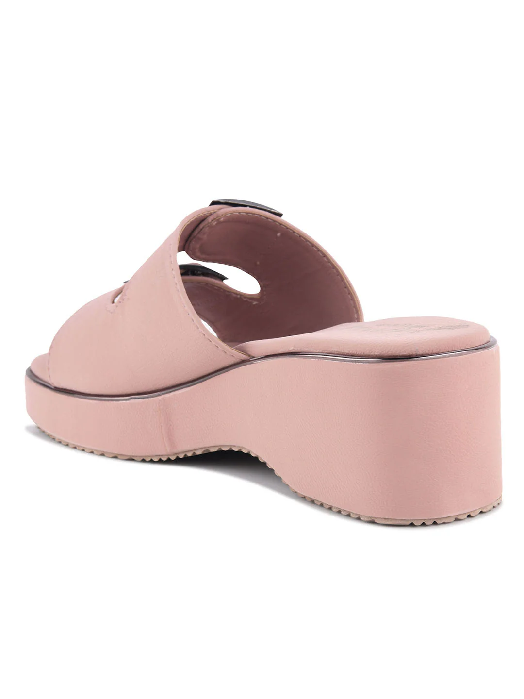 Wedge Heels for Women Block Heel Open Toe Dual Buckle Sandals - Image 19
