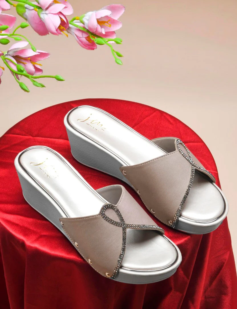Wedge Heels for Women Embellished Platform Slip-On Sandals Block Comfortable - Image 14