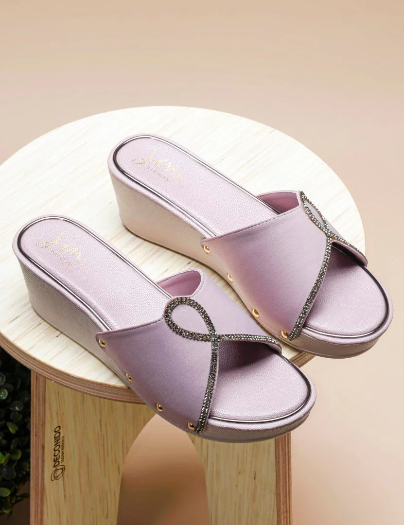 Wedge Heels for Women Embellished Platform Slip-On Sandals Block Comfortable - Image 4