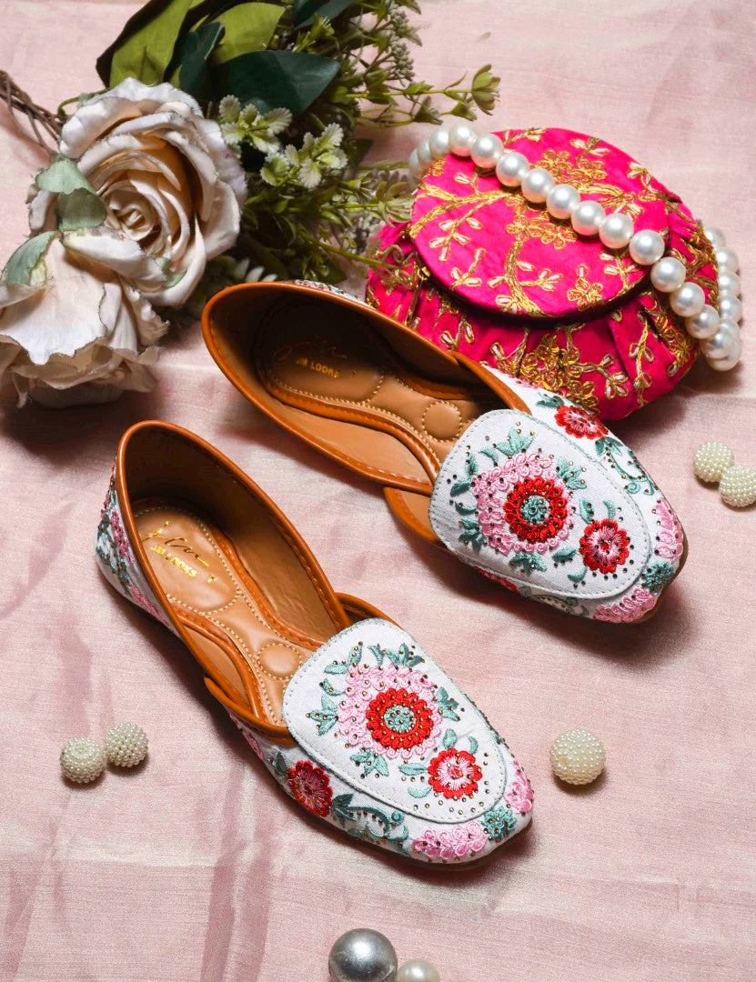 JM Looks Embroidered Floral Jutti Flat - Image 14