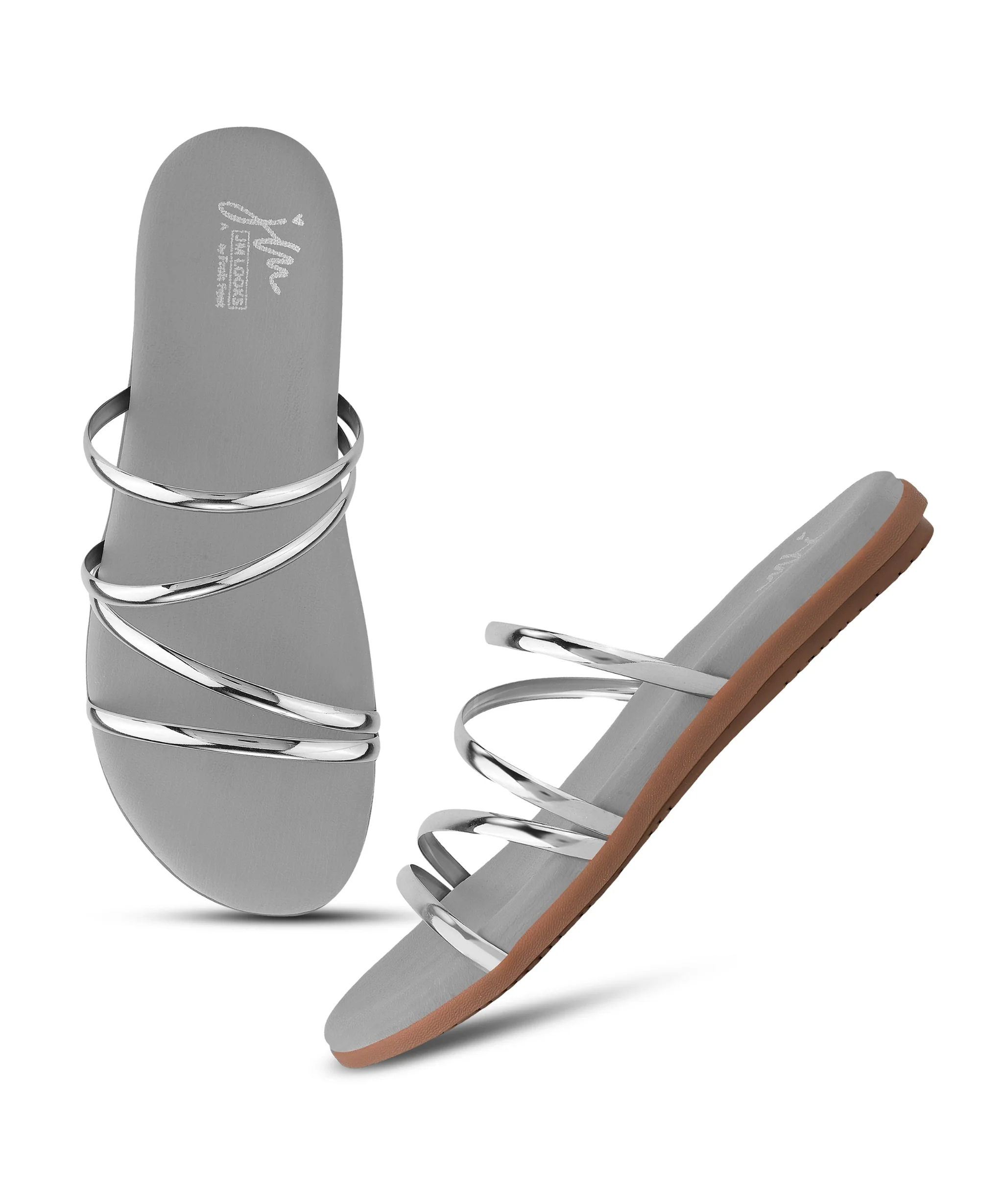 Elegant Flat Slides With Gold Straps - Image 11