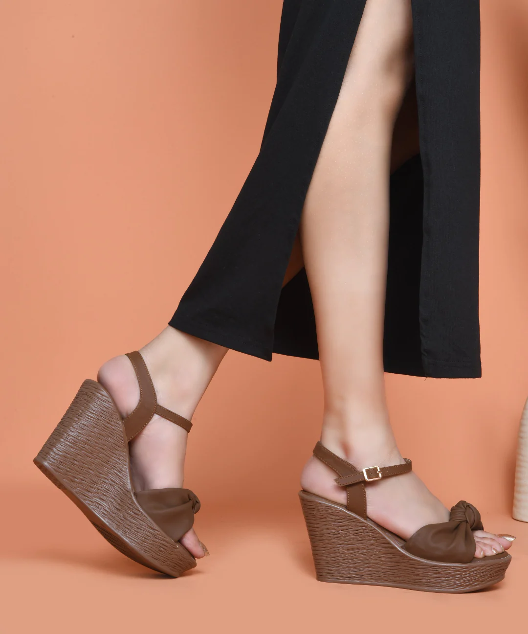 Elegant Knot Detail Wedges with Ankle Strap - Image 3