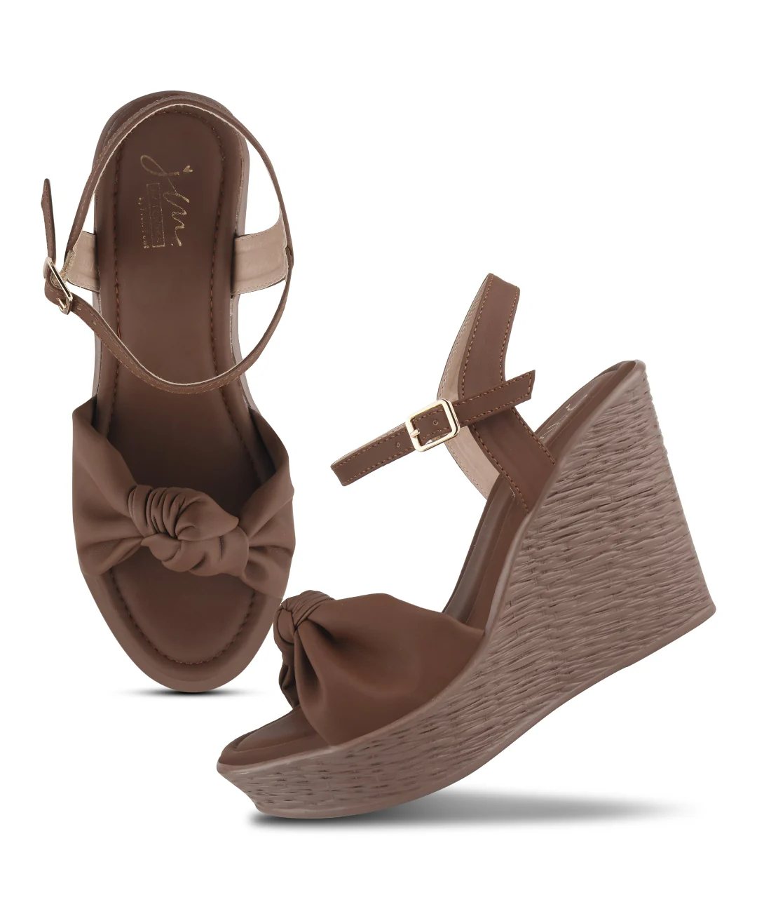 Elegant Knot Detail Wedges with Ankle Strap - Image 5