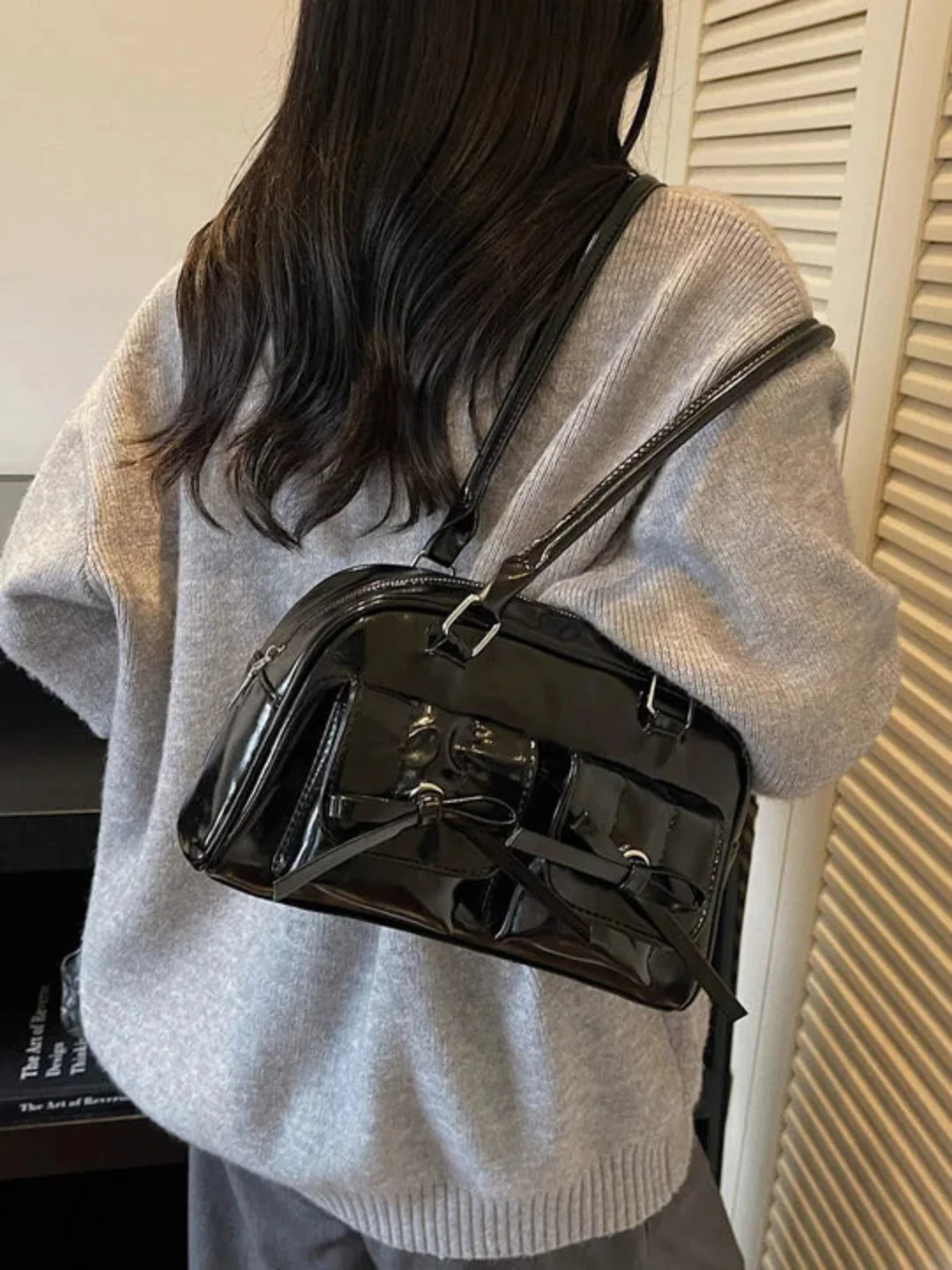 Elegant Dual Bow Shoulder Purse - Image 2