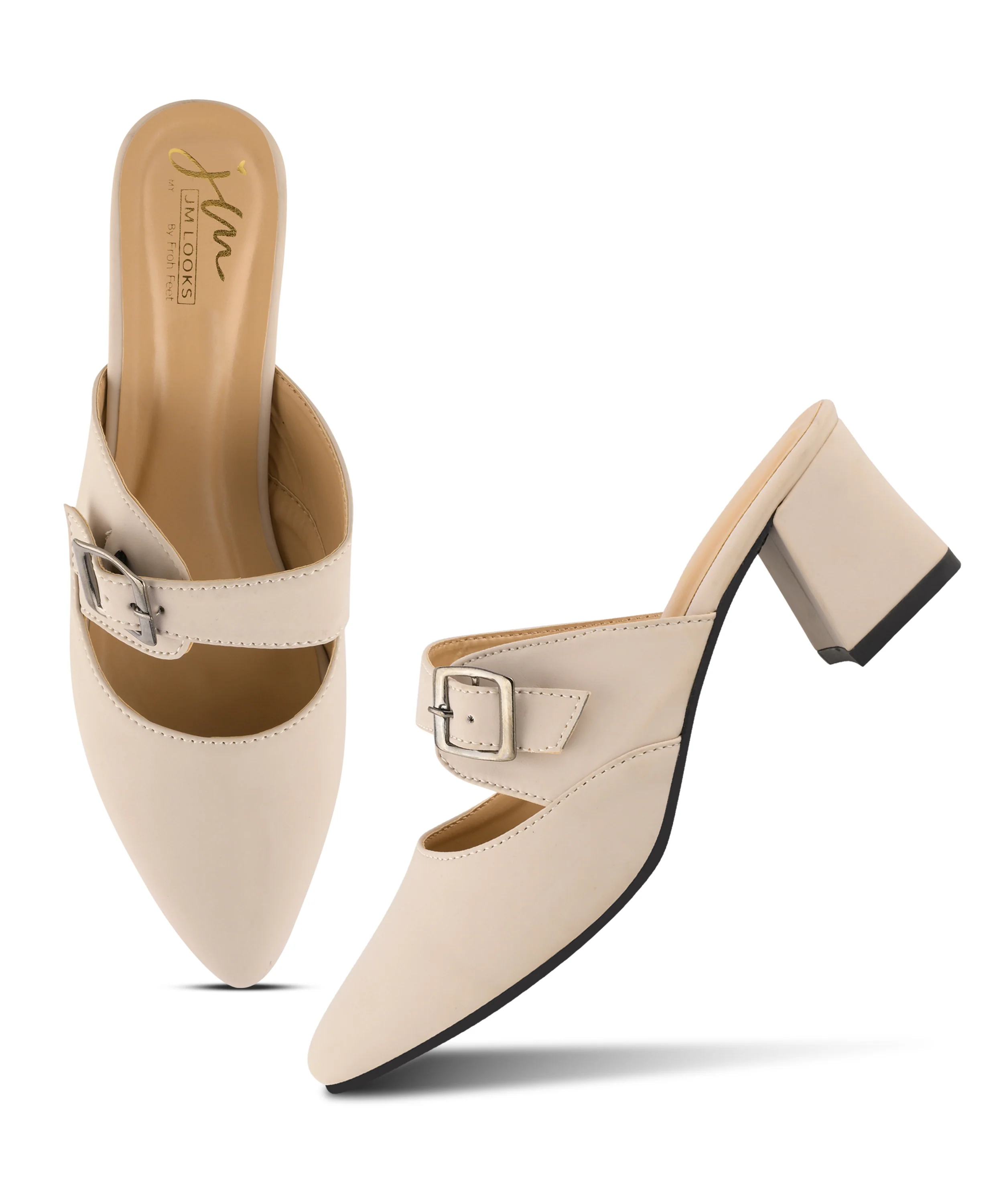 Elegant Pointed-Toe Slingback Mule Heel with Buckle Detail - Image 5