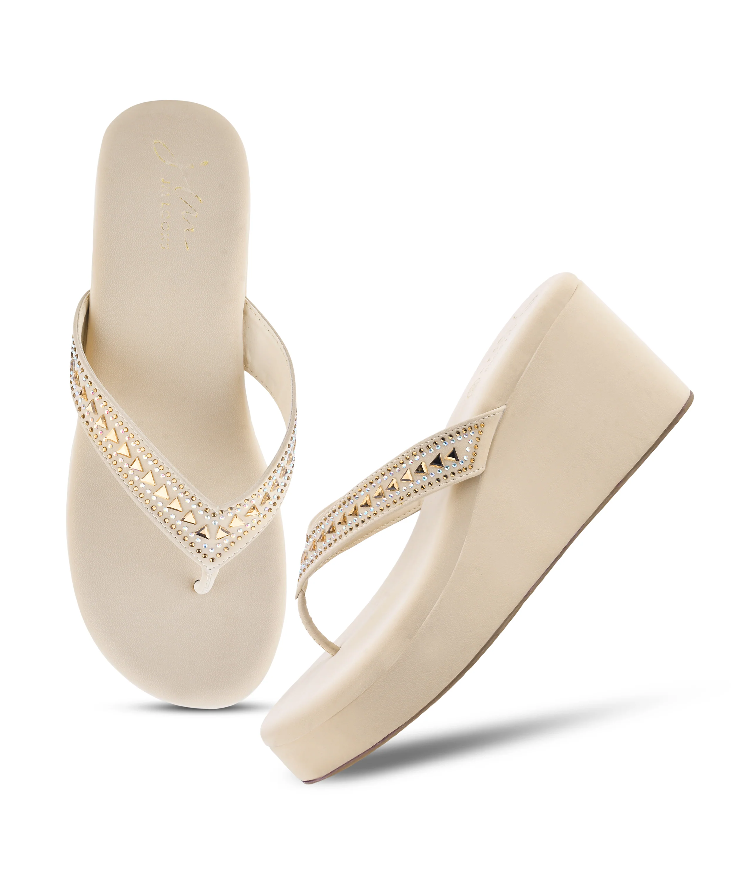 JM Looks Elegant Studded Platform Flip Flops - Image 11