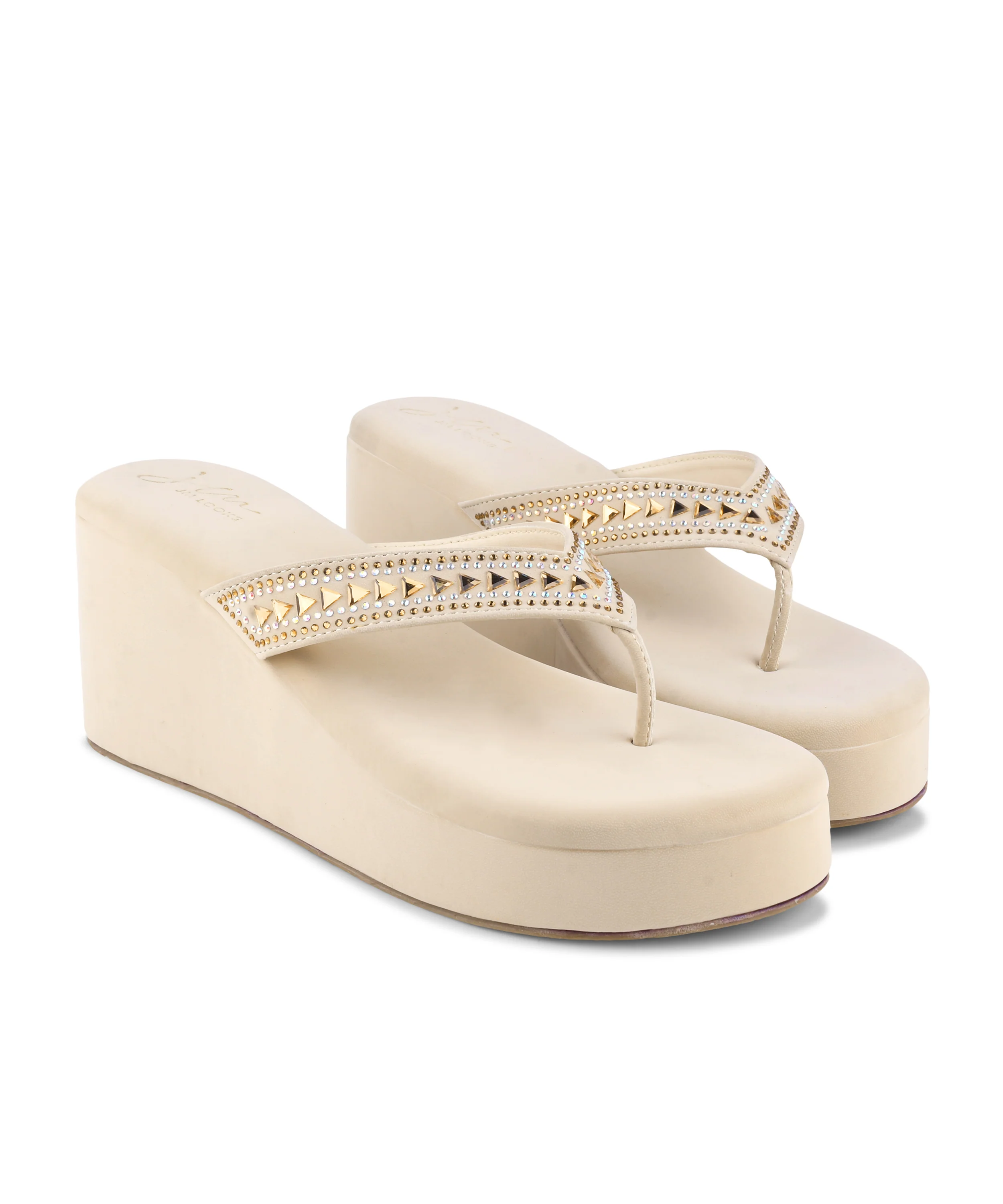 JM Looks Elegant Studded Platform Flip Flops - Image 12