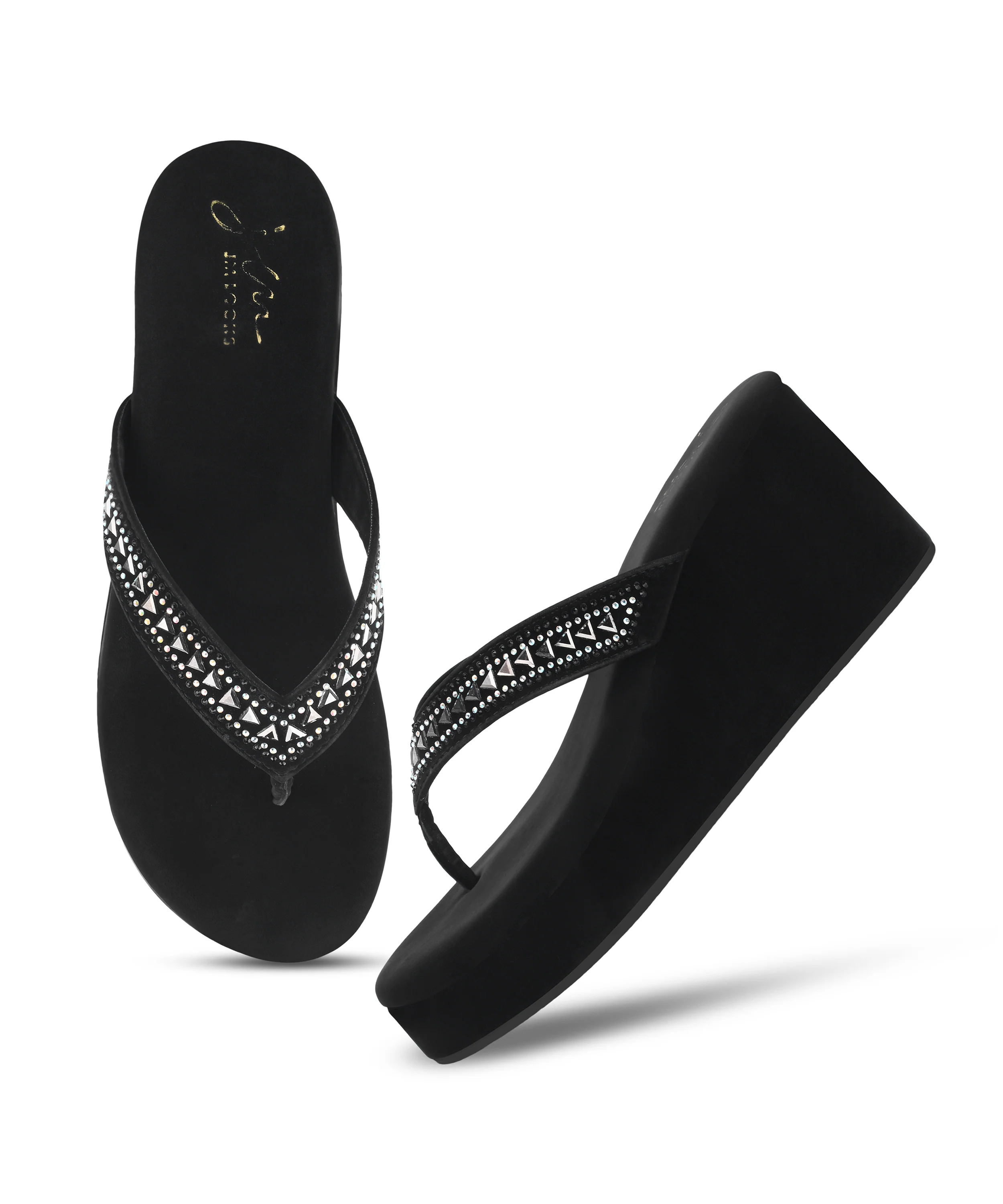 JM Looks Elegant Studded Platform Flip Flops - Image 6