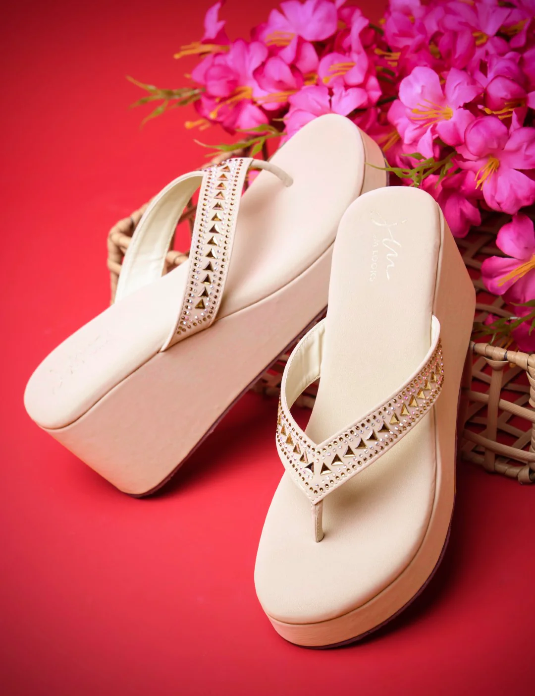 JM Looks Elegant Studded Platform Flip Flops - Image 7