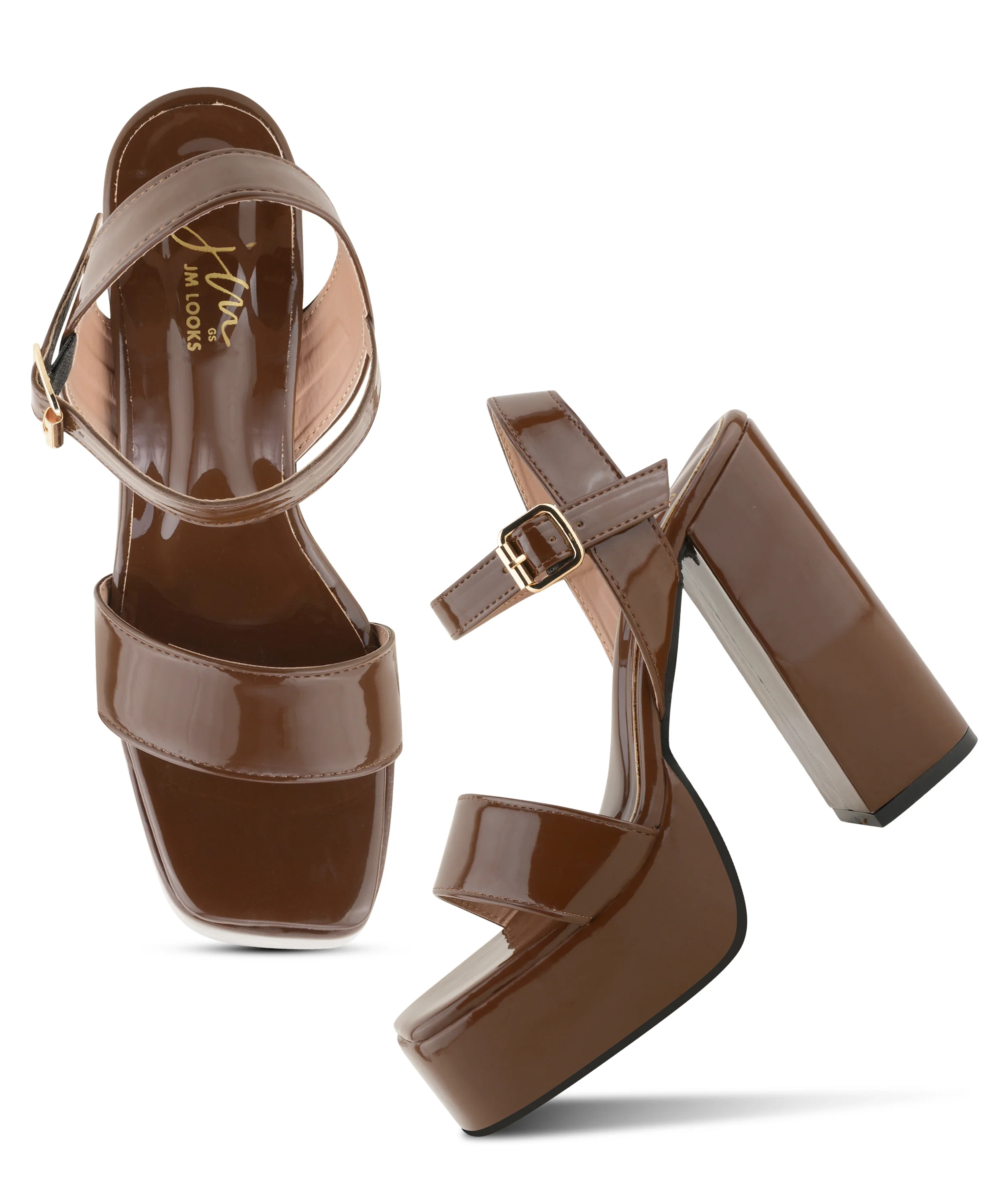 Elevated Patent Finish Strap Sandals - Image 11