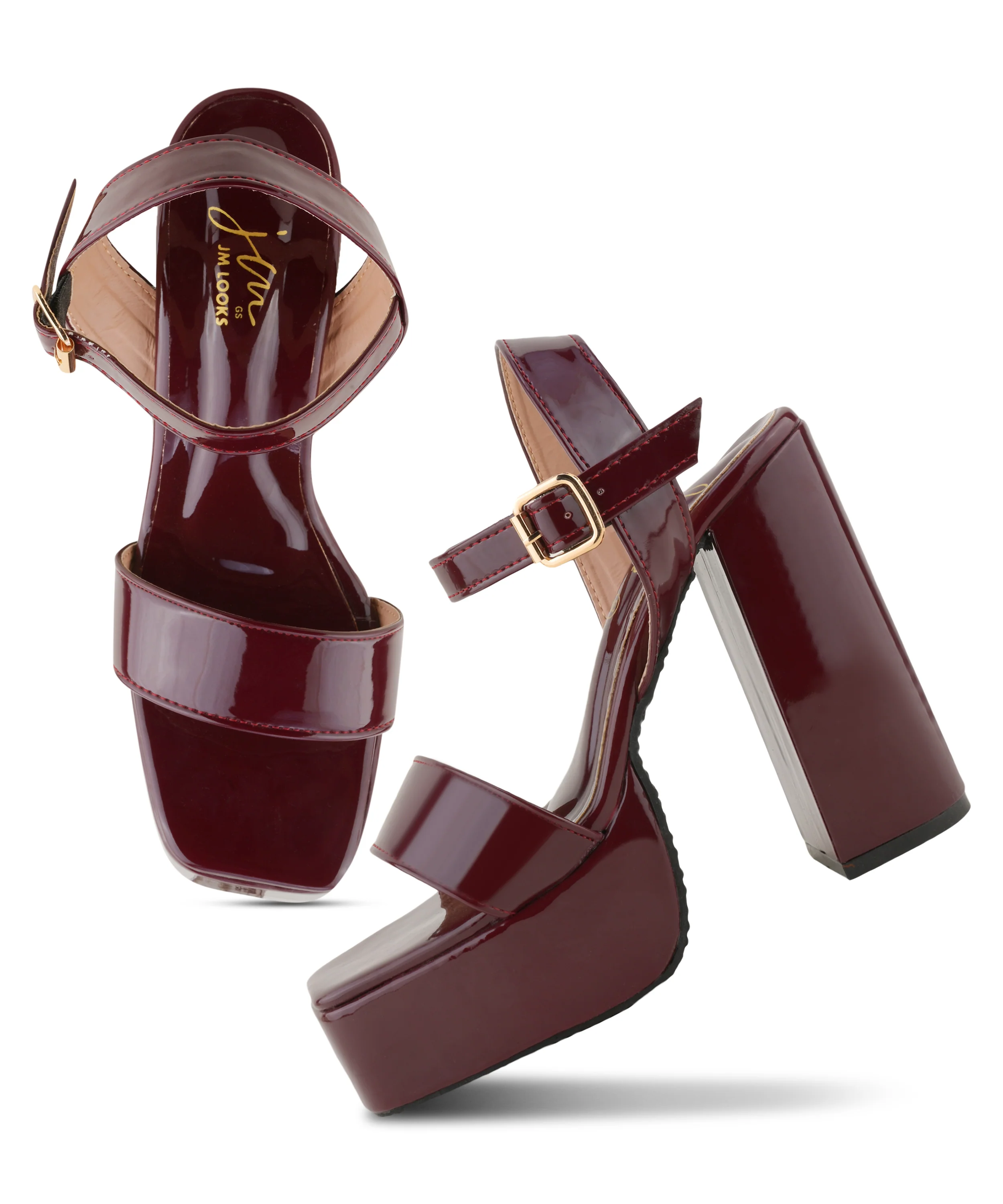 Elevated Patent Finish Strap Sandals - Image 17