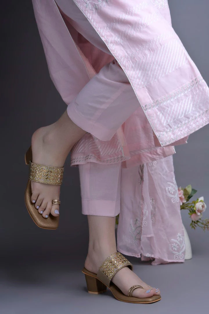 Jm Looks Embellished Toe Ring Block Heel Sandals for Women & Girls - Image 13