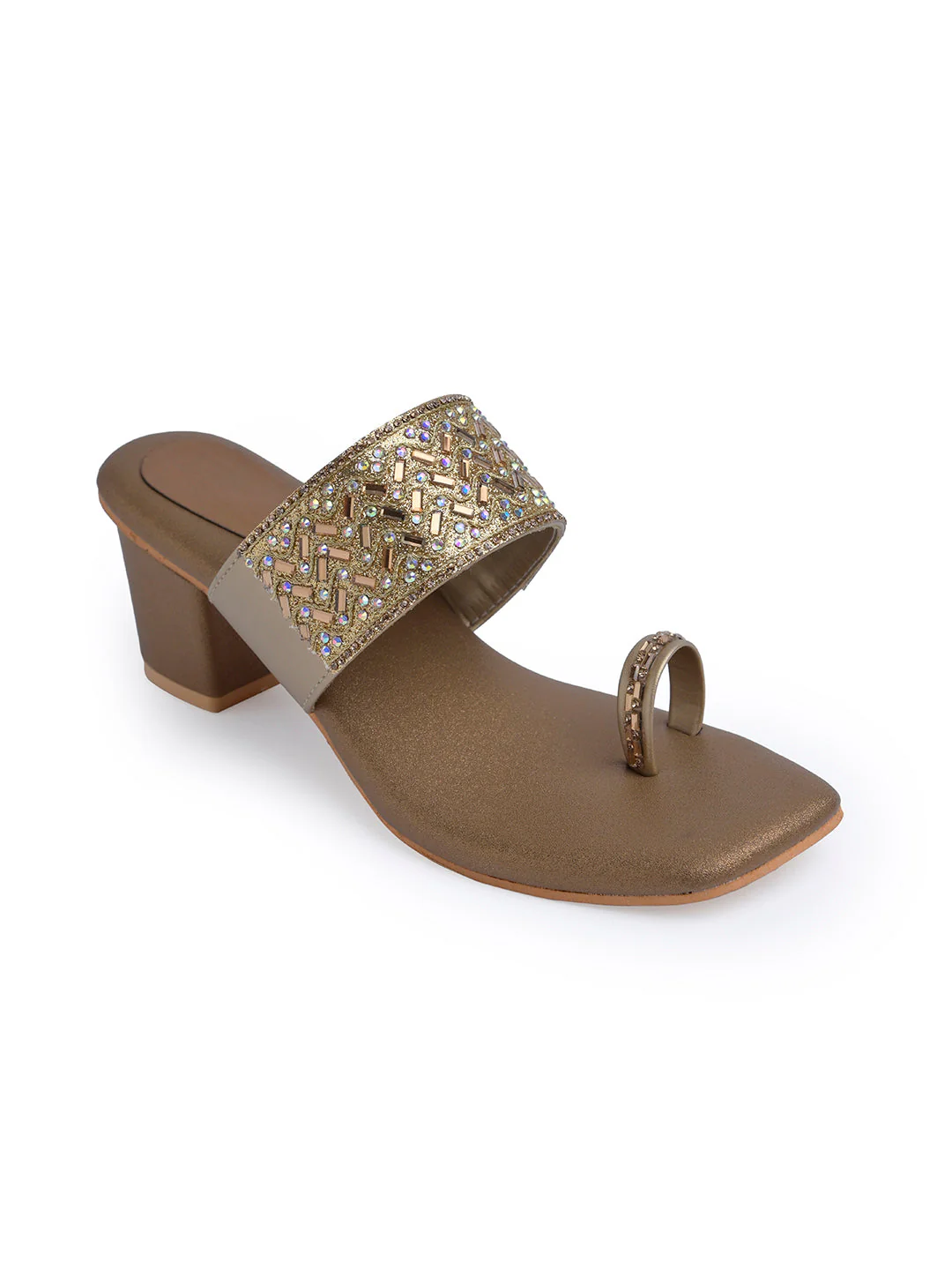 Jm Looks Embellished Toe Ring Block Heel Sandals for Women & Girls - Image 15