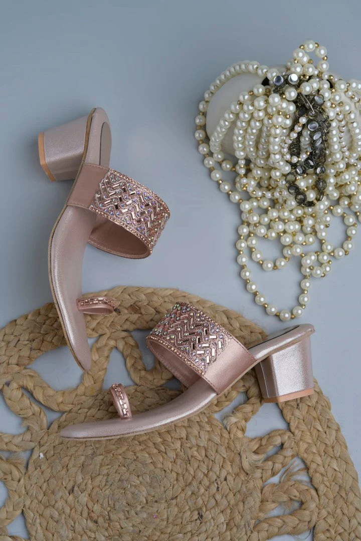 Jm Looks Embellished Toe Ring Block Heel Sandals for Women & Girls - Image 17