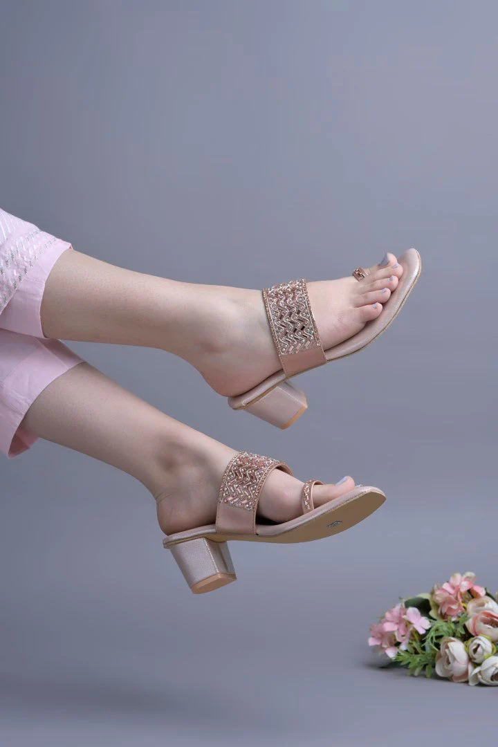 Jm Looks Embellished Toe Ring Block Heel Sandals for Women & Girls - Image 18