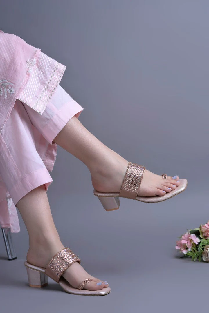 Jm Looks Embellished Toe Ring Block Heel Sandals for Women & Girls - Image 19