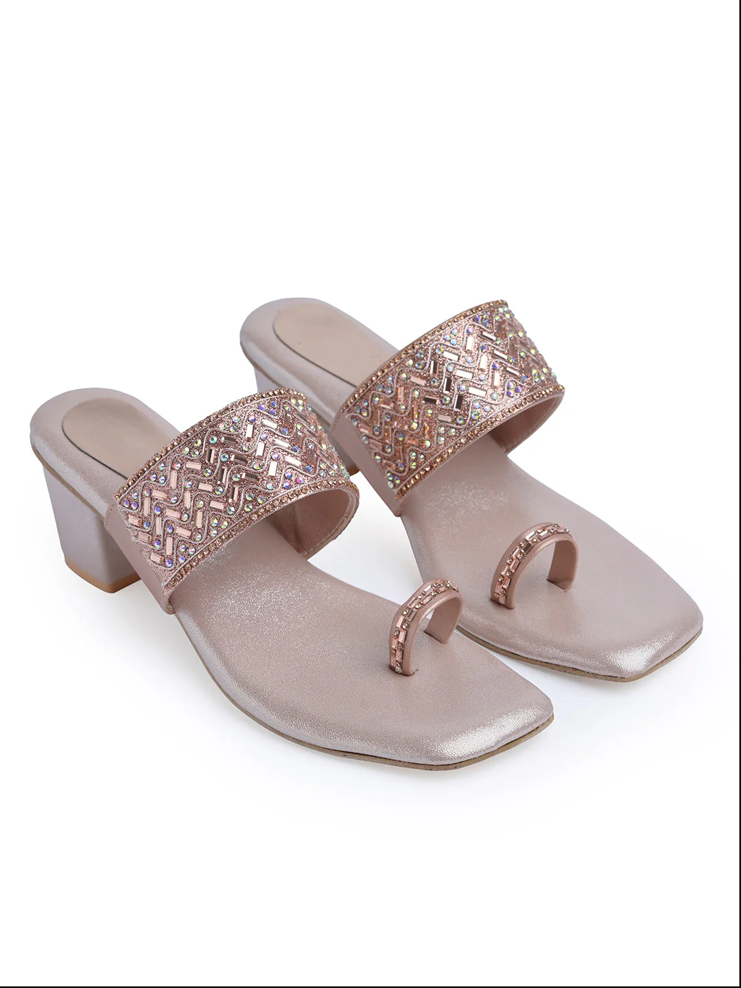 Jm Looks Embellished Toe Ring Block Heel Sandals for Women & Girls - Image 21