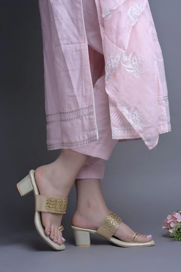 Jm Looks Embellished Toe Ring Block Heel Sandals for Women & Girls - Image 3