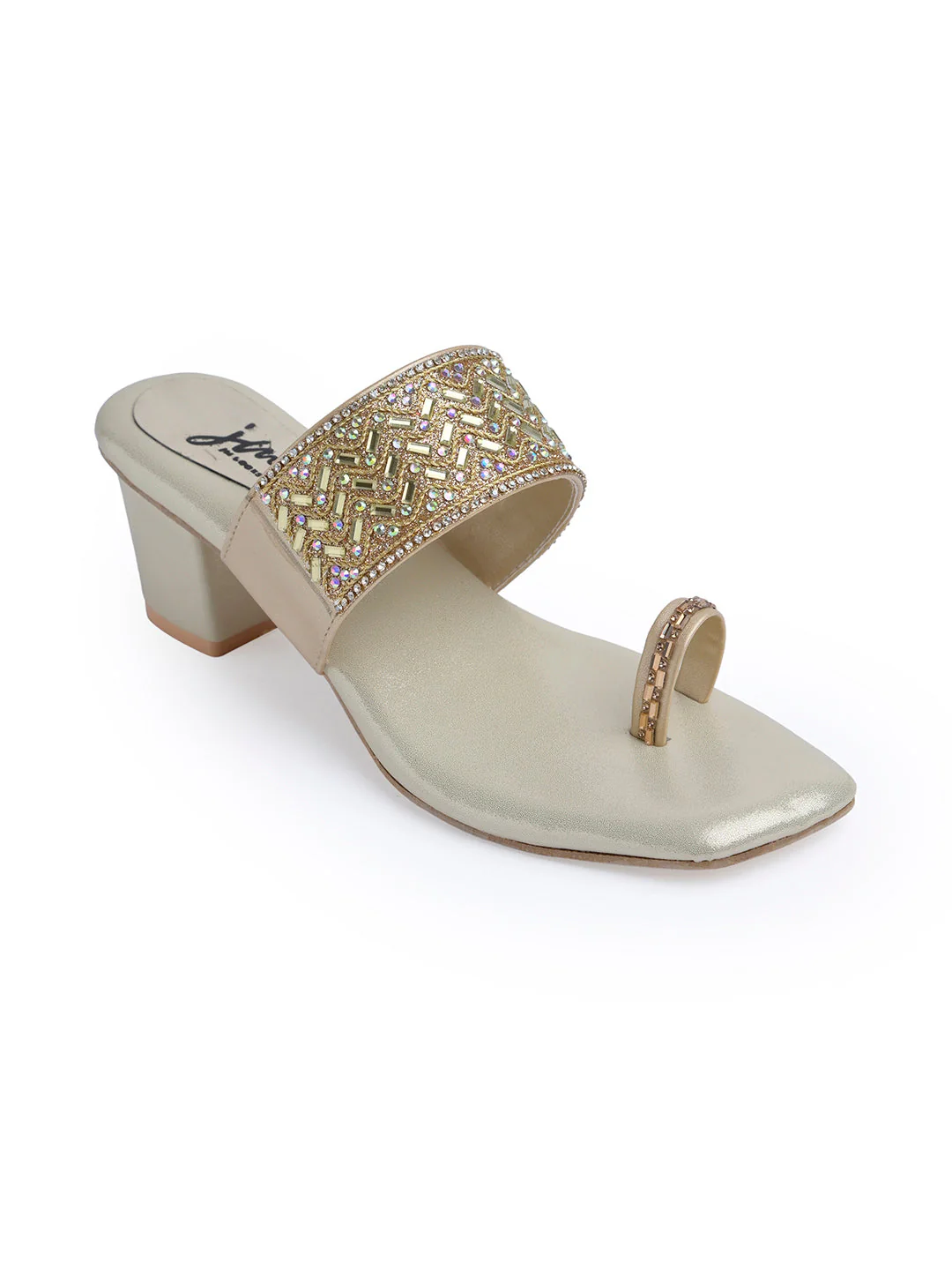 Jm Looks Embellished Toe Ring Block Heel Sandals for Women & Girls - Image 8