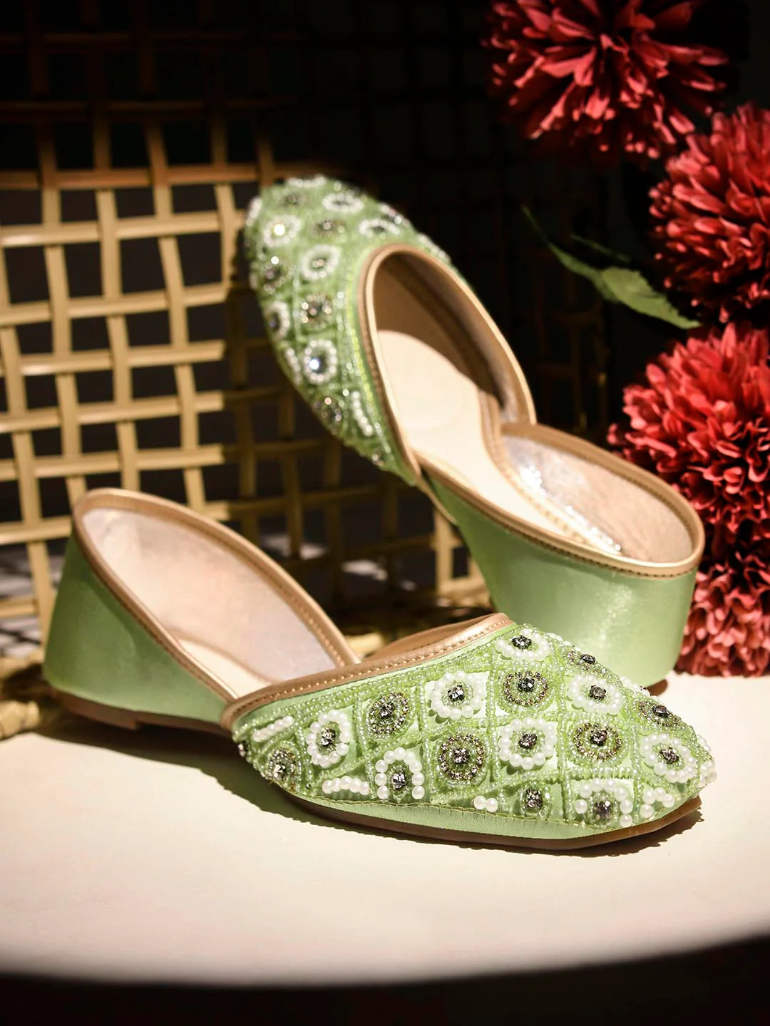 JM Looks Embroidered Beaded Traditional Juttis - Image 7