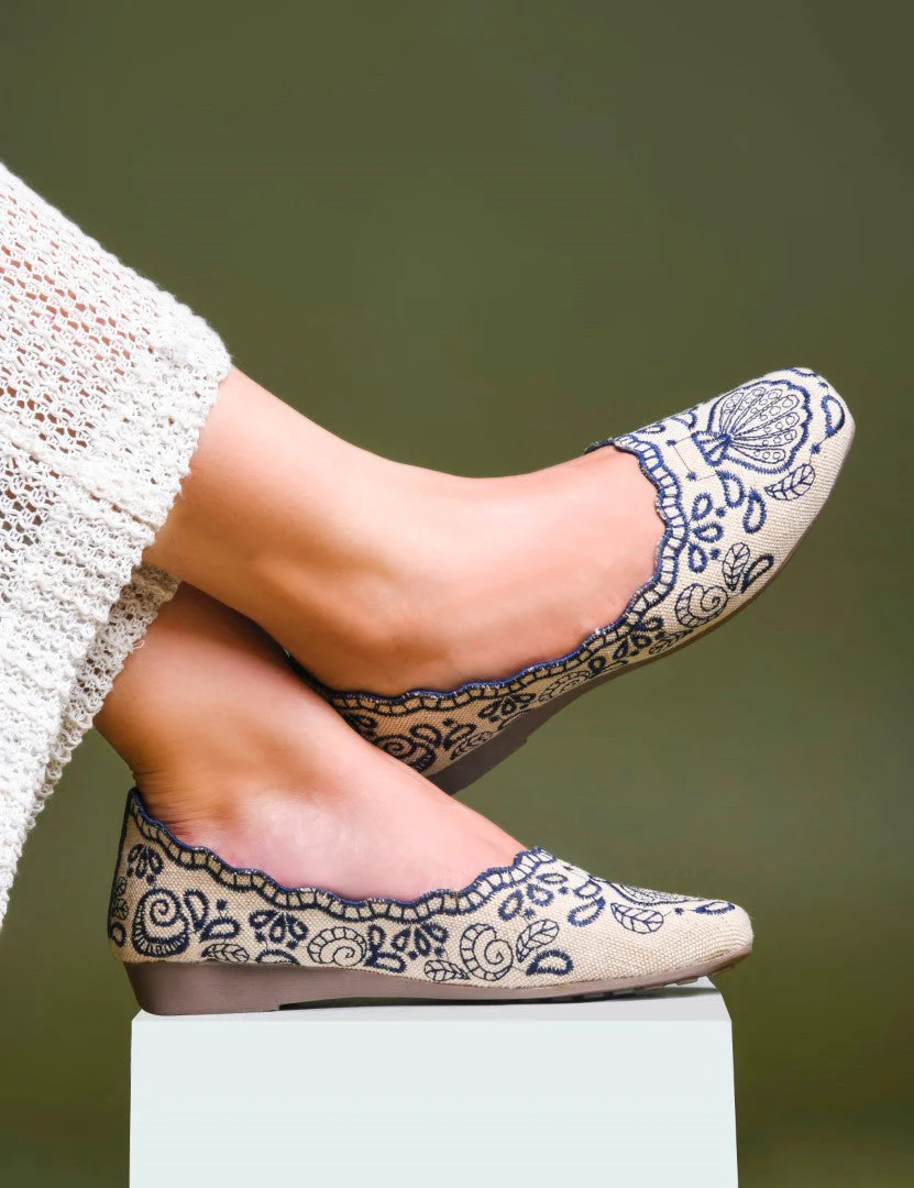 JM Looks Embroidered Jutti Bellie Slip-On Flat - Image 2