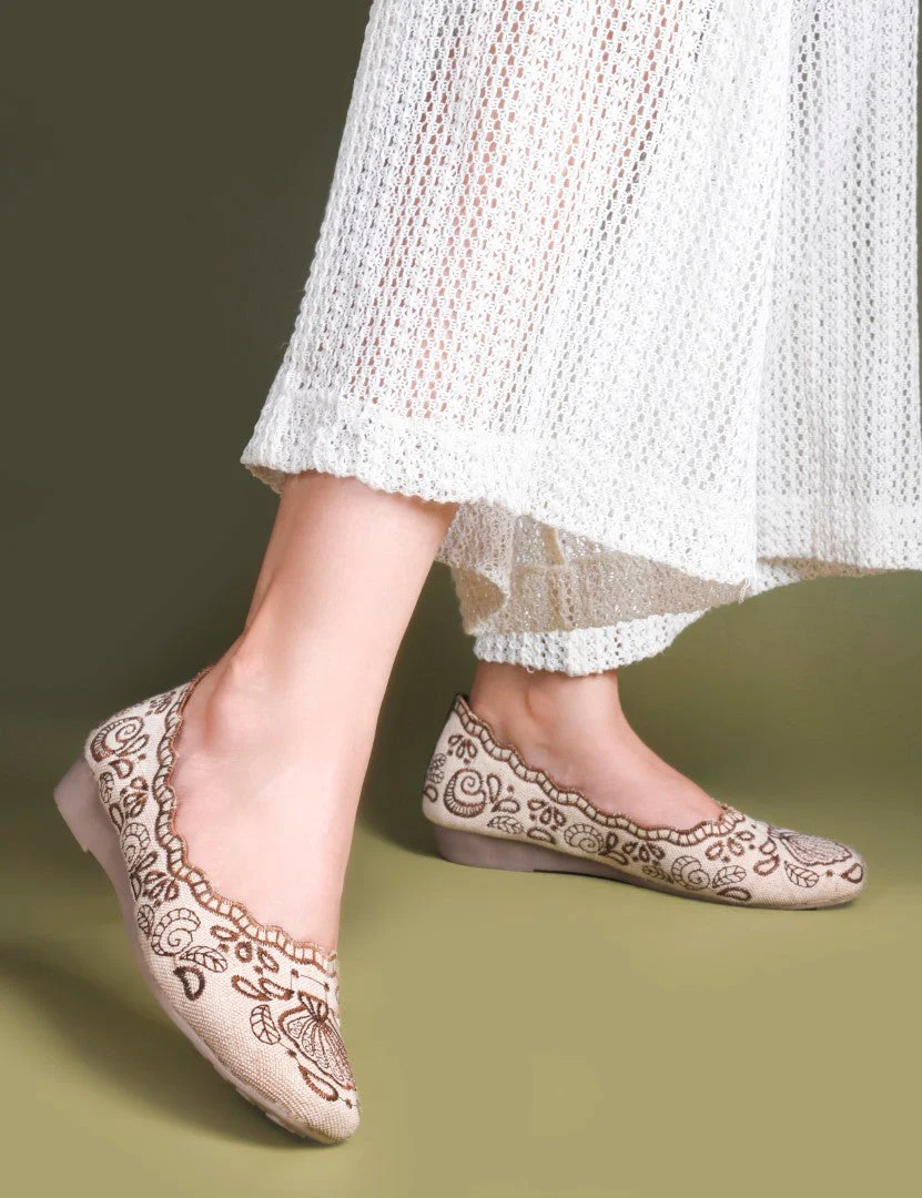 JM Looks Embroidered Jutti Bellie Slip-On Flat - Image 7