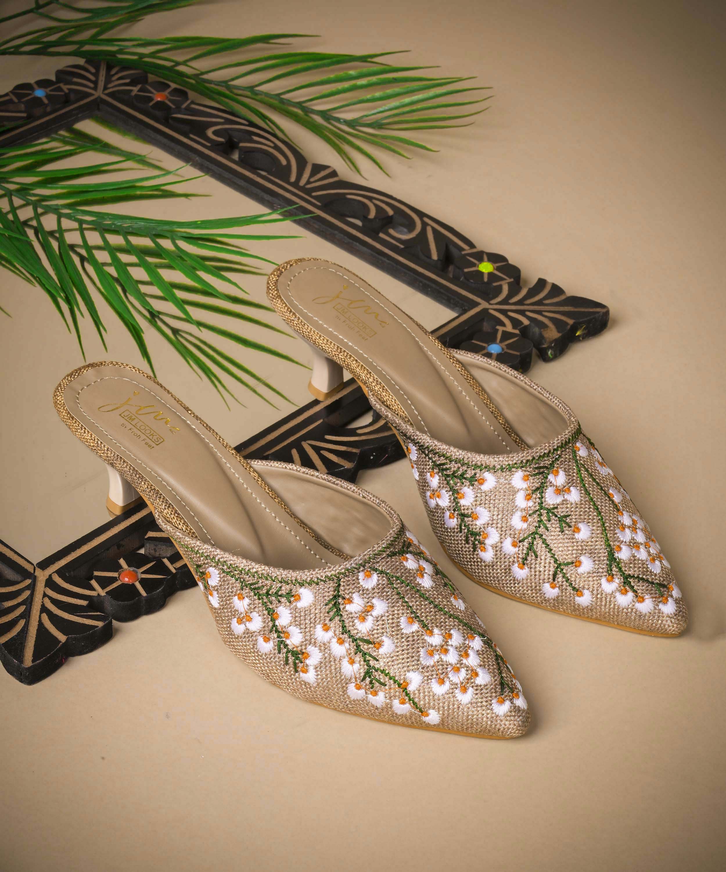 Embroidered Ethnic Mules with Pointed Toe - Image 2