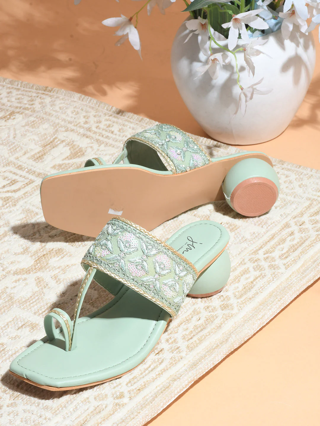 Jm Looks Women's Embellished Toe-Ring Heel Sandals