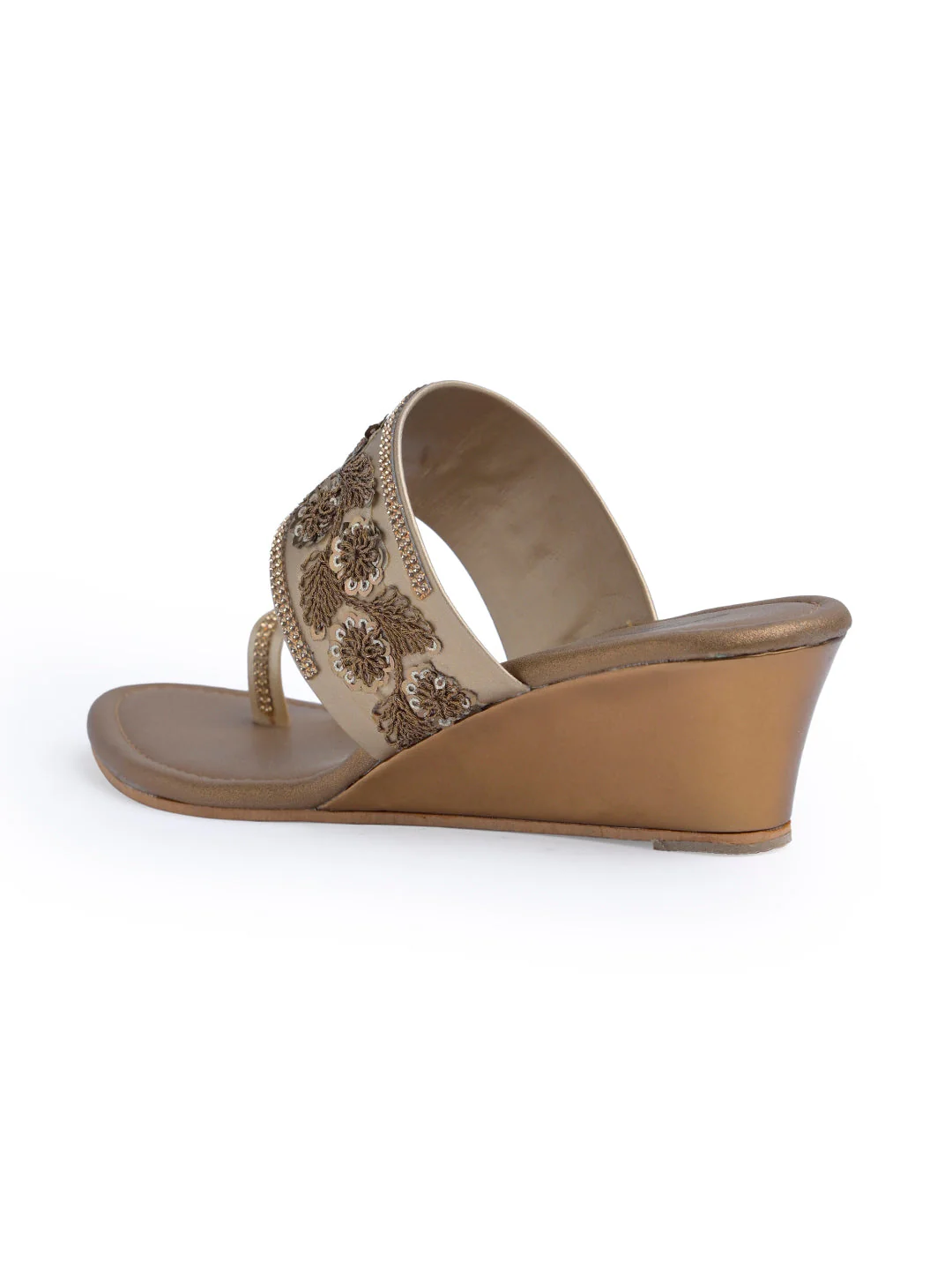 Jm Looks Women Embroidered Wedge Sandals  With A Toe Ring - Image 14