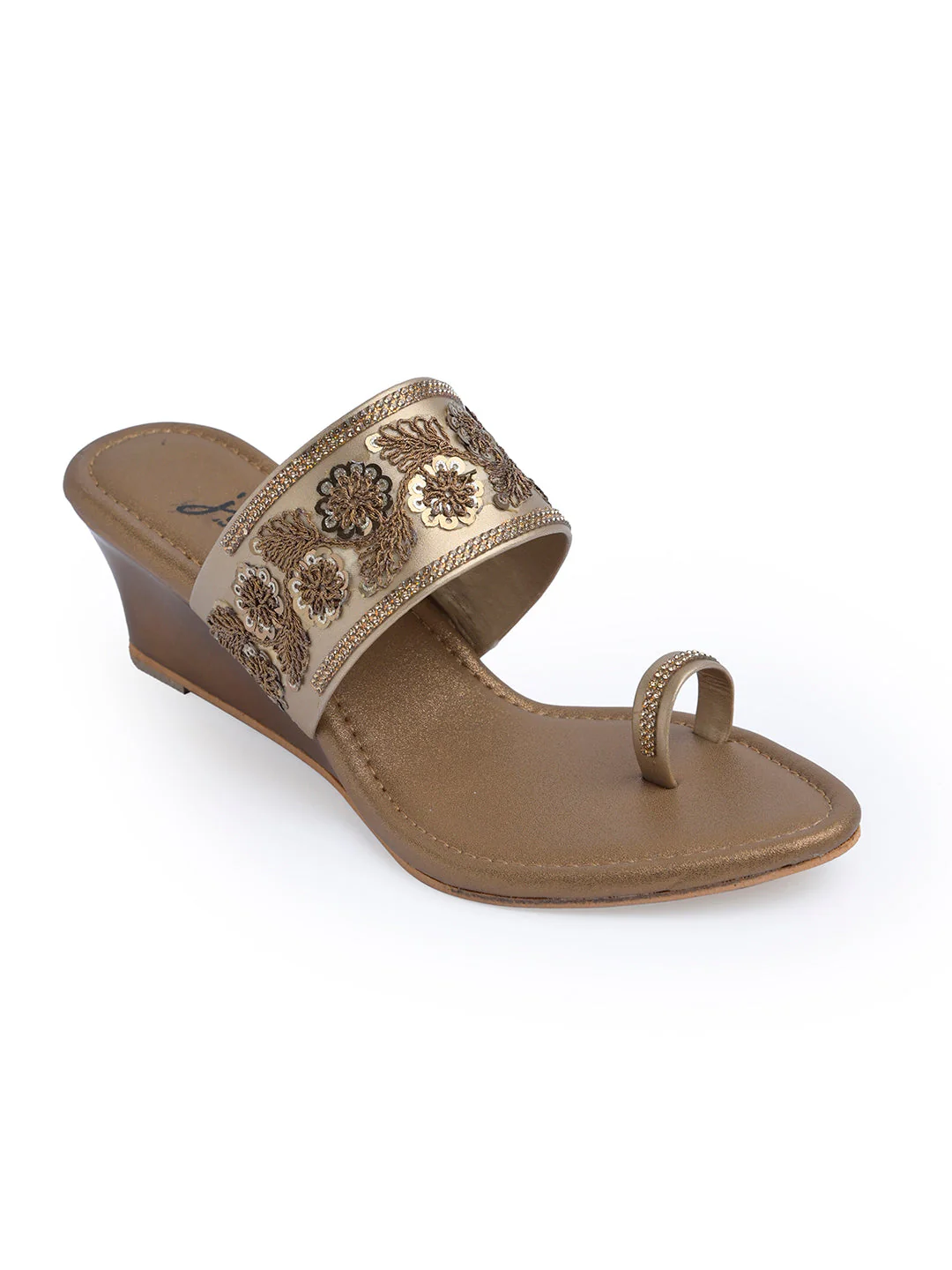 Jm Looks Women Embroidered Wedge Sandals  With A Toe Ring - Image 15
