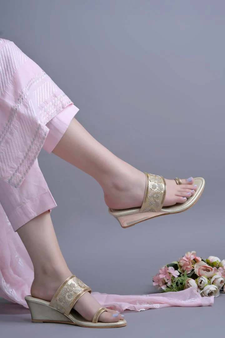 Jm Looks Women Embroidered Wedge Sandals  With A Toe Ring - Image 20